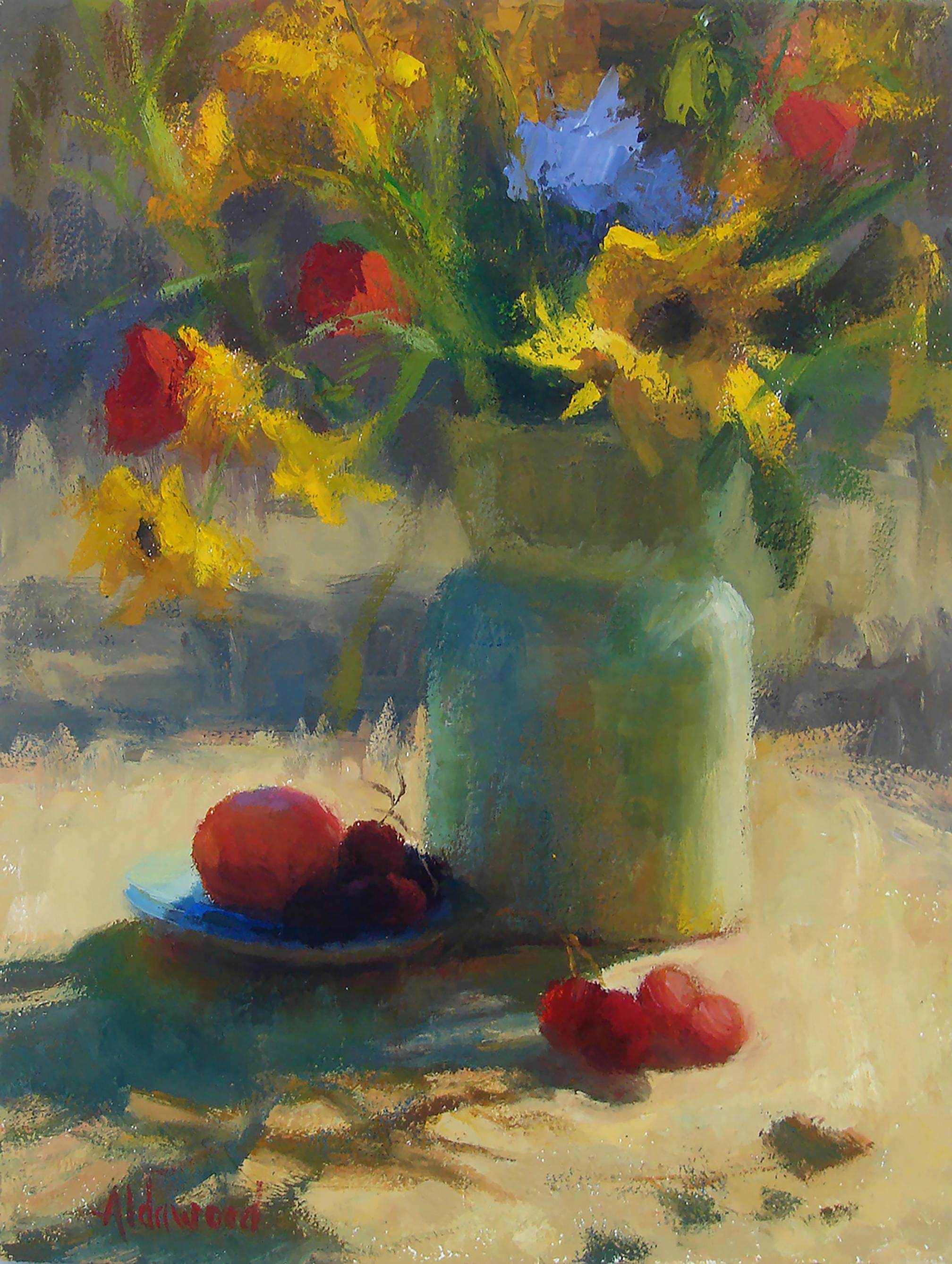 Sherri Aldawood Still-Life Painting - Sunflowers in Afternoon Light, Oil Painting