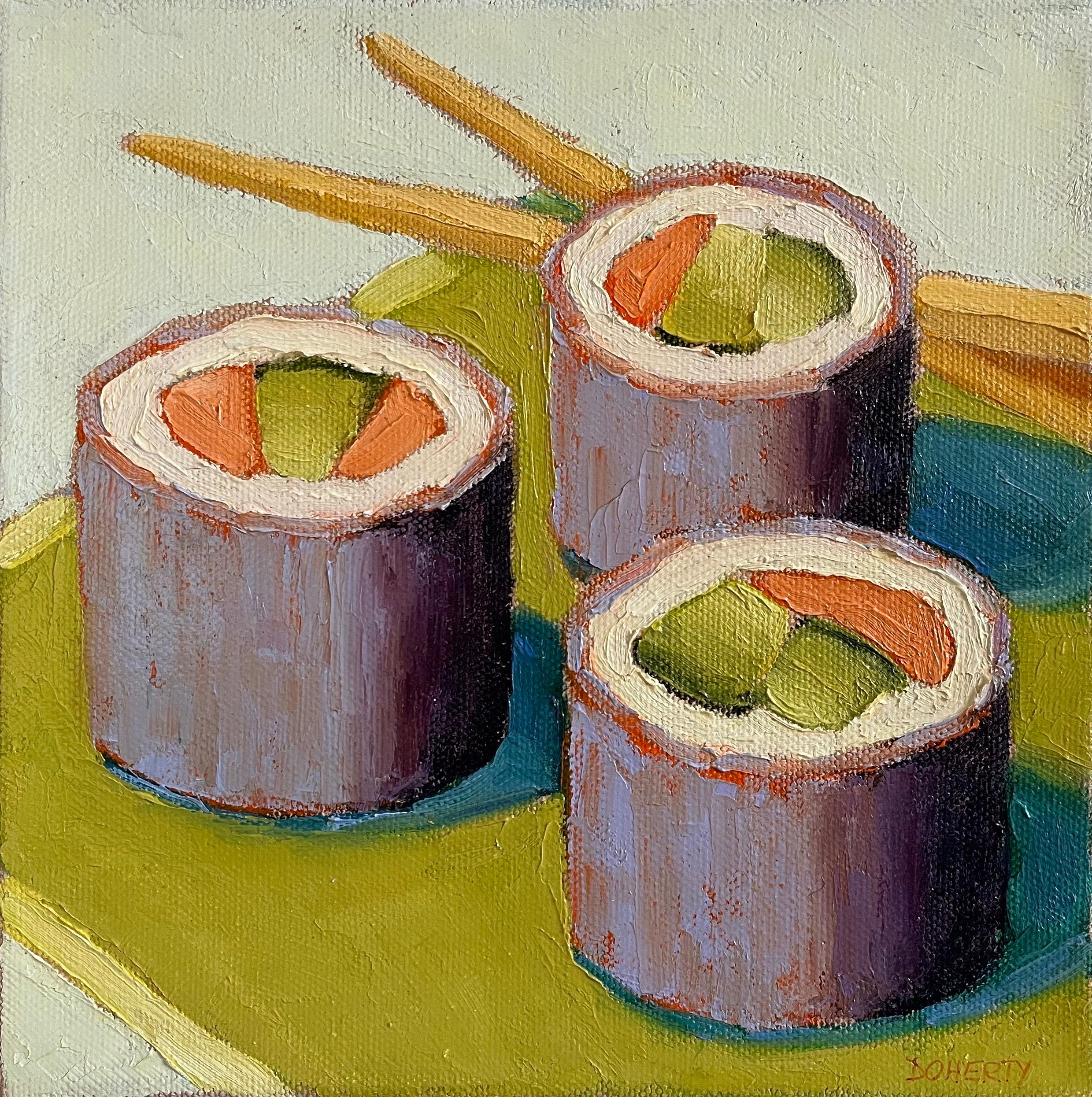 Pat Doherty Still-Life Painting - California Rolls, Oil Painting