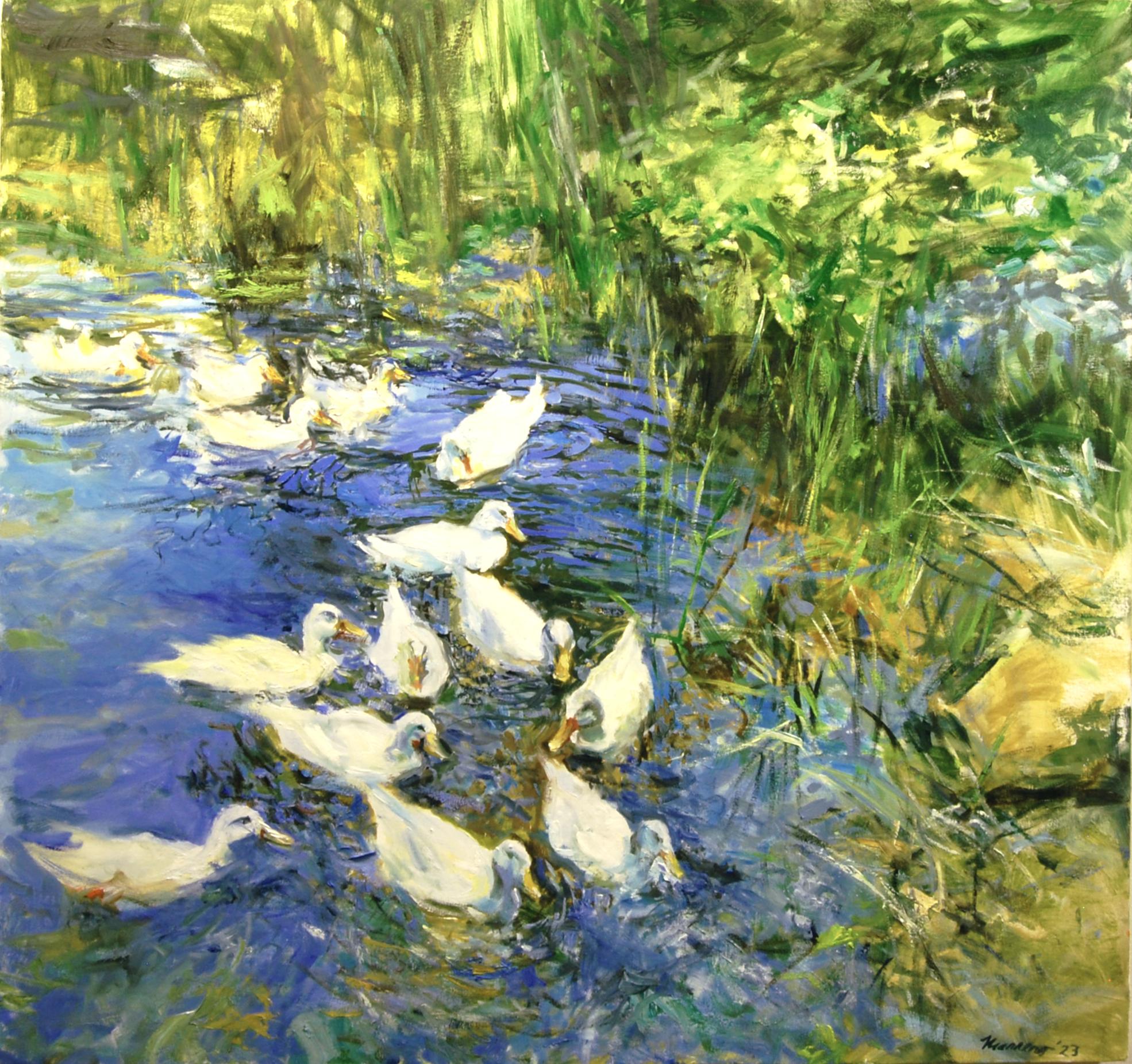 Pekin Ducks, Oil Painting - Art by Onelio Marrero