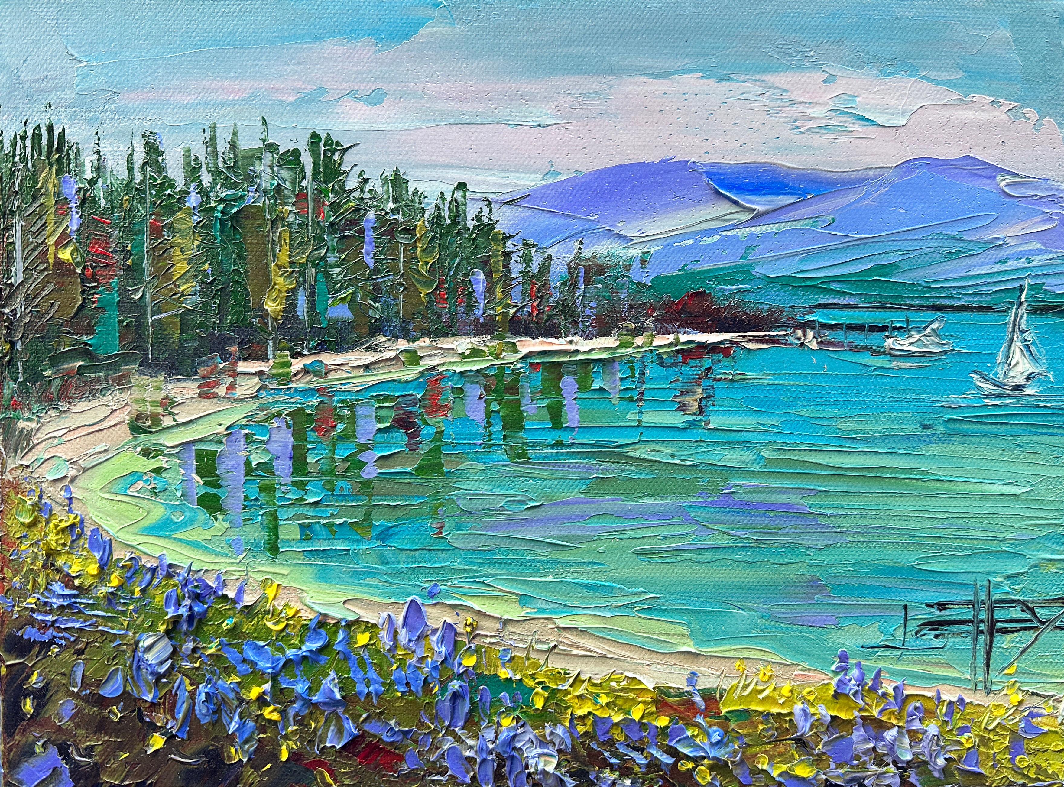 Lisa Elley Landscape Painting - Turquoise Tahoe, Oil Painting