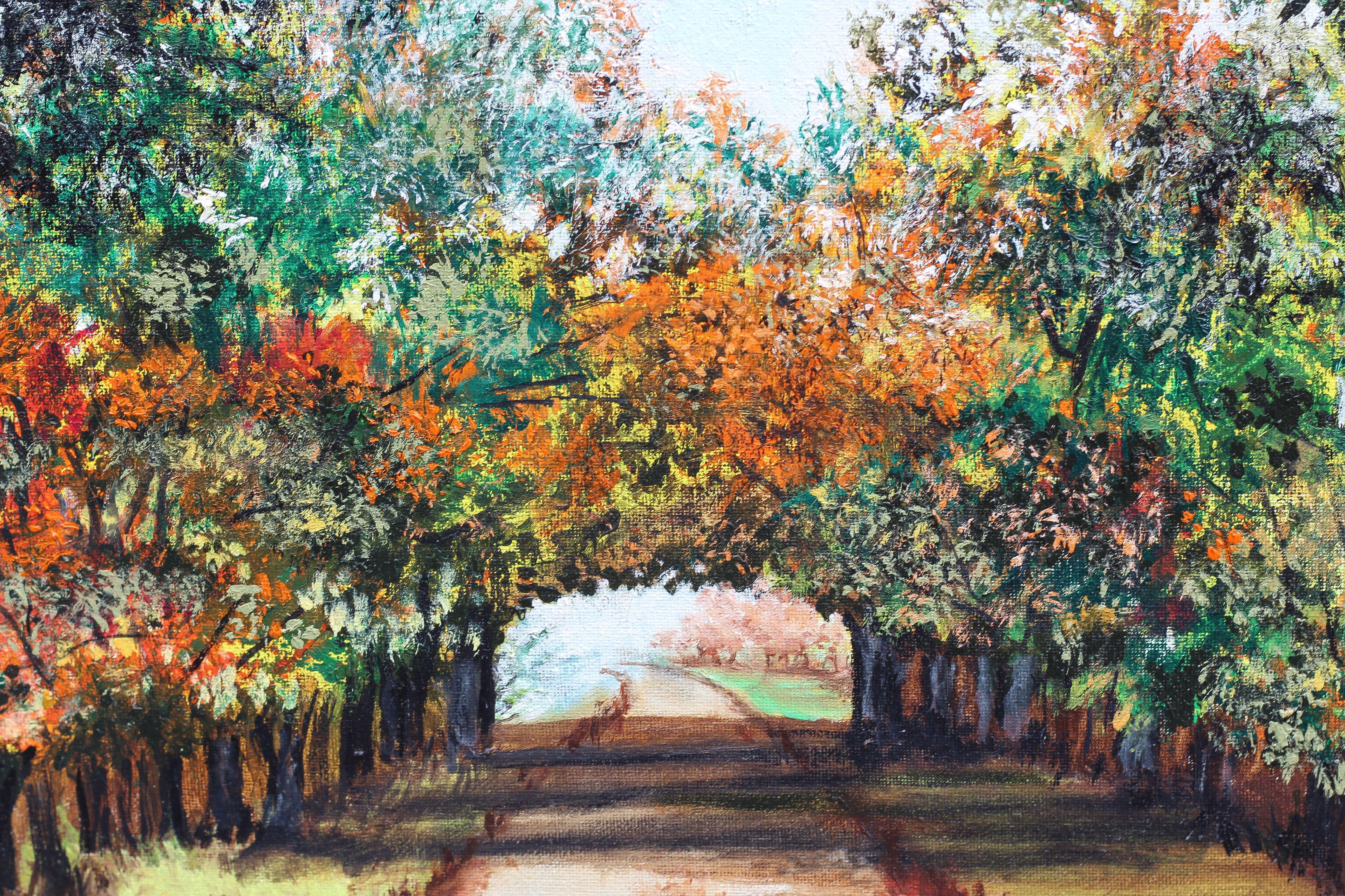 Landscape Painting di Shela Goodman - Tunnel d'autunno, pittura a olio