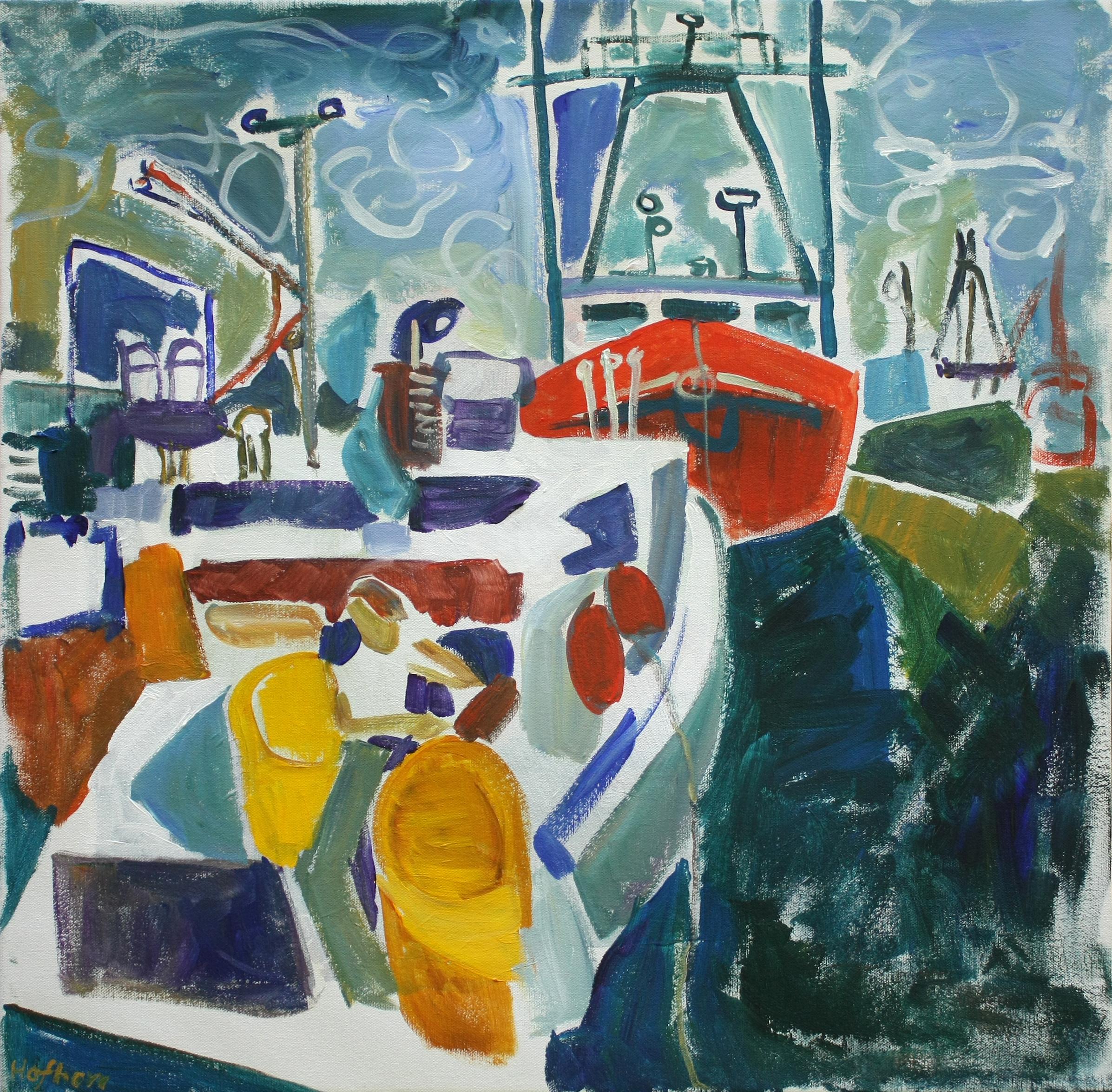 Robert Hofherr Landscape Painting - Boats in Color, Original Painting