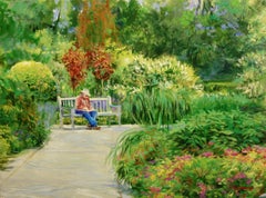 Sketching in the Garden, Oil Painting