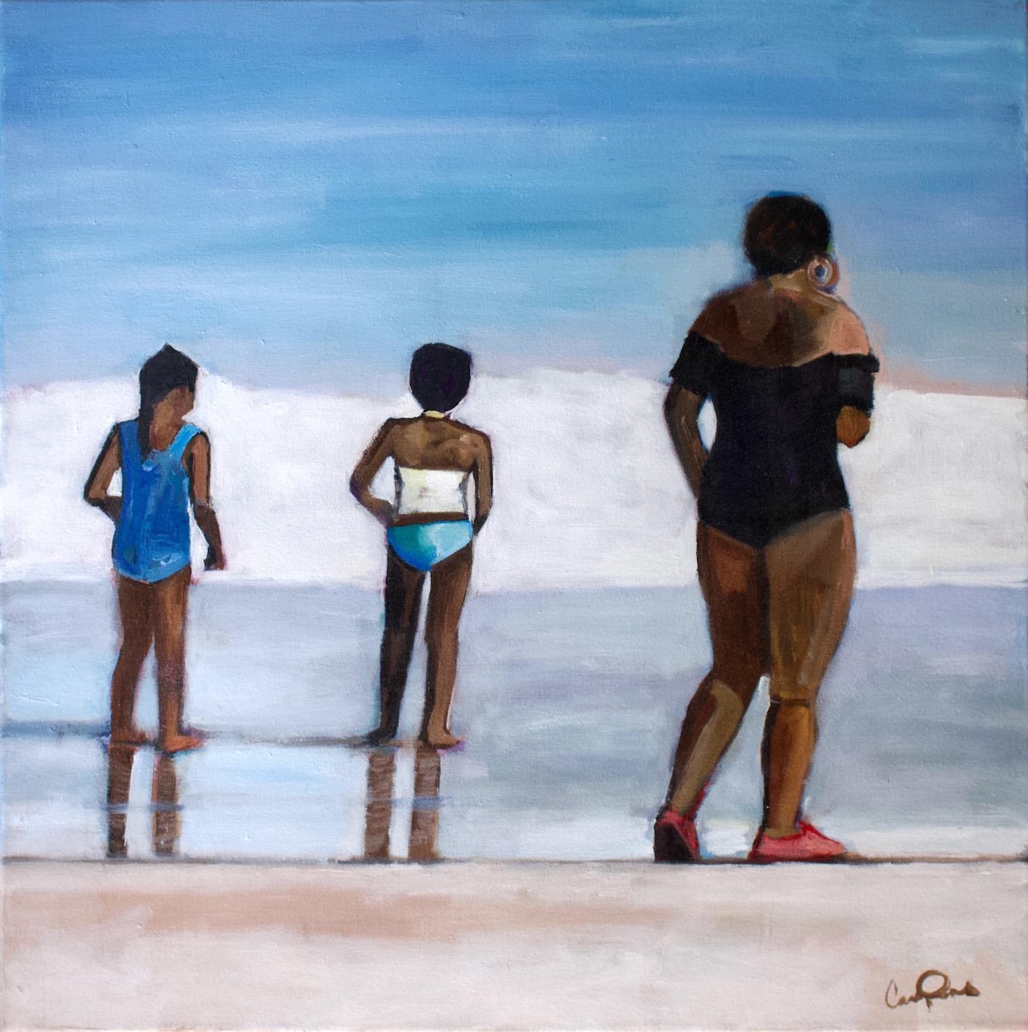 Day at the Beach, Original Painting - Art by Carey Parks