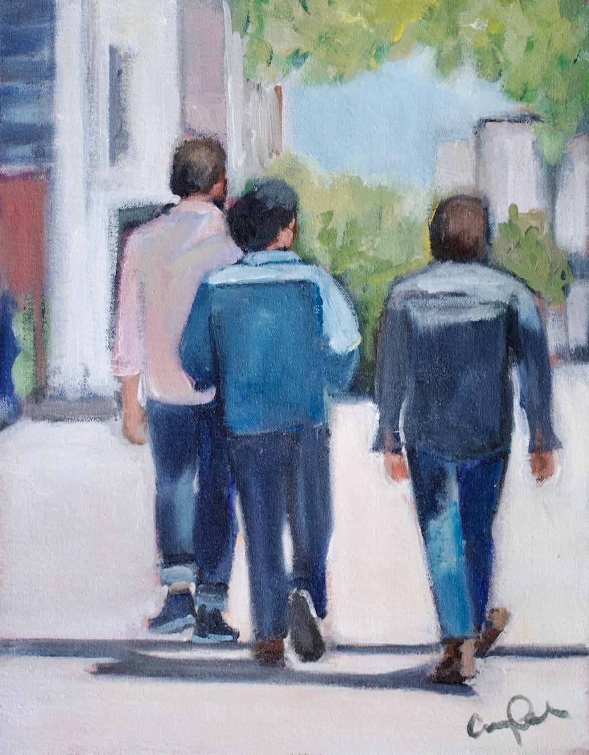 Walking in Brooklyn, Original Painting - Art by Carey Parks