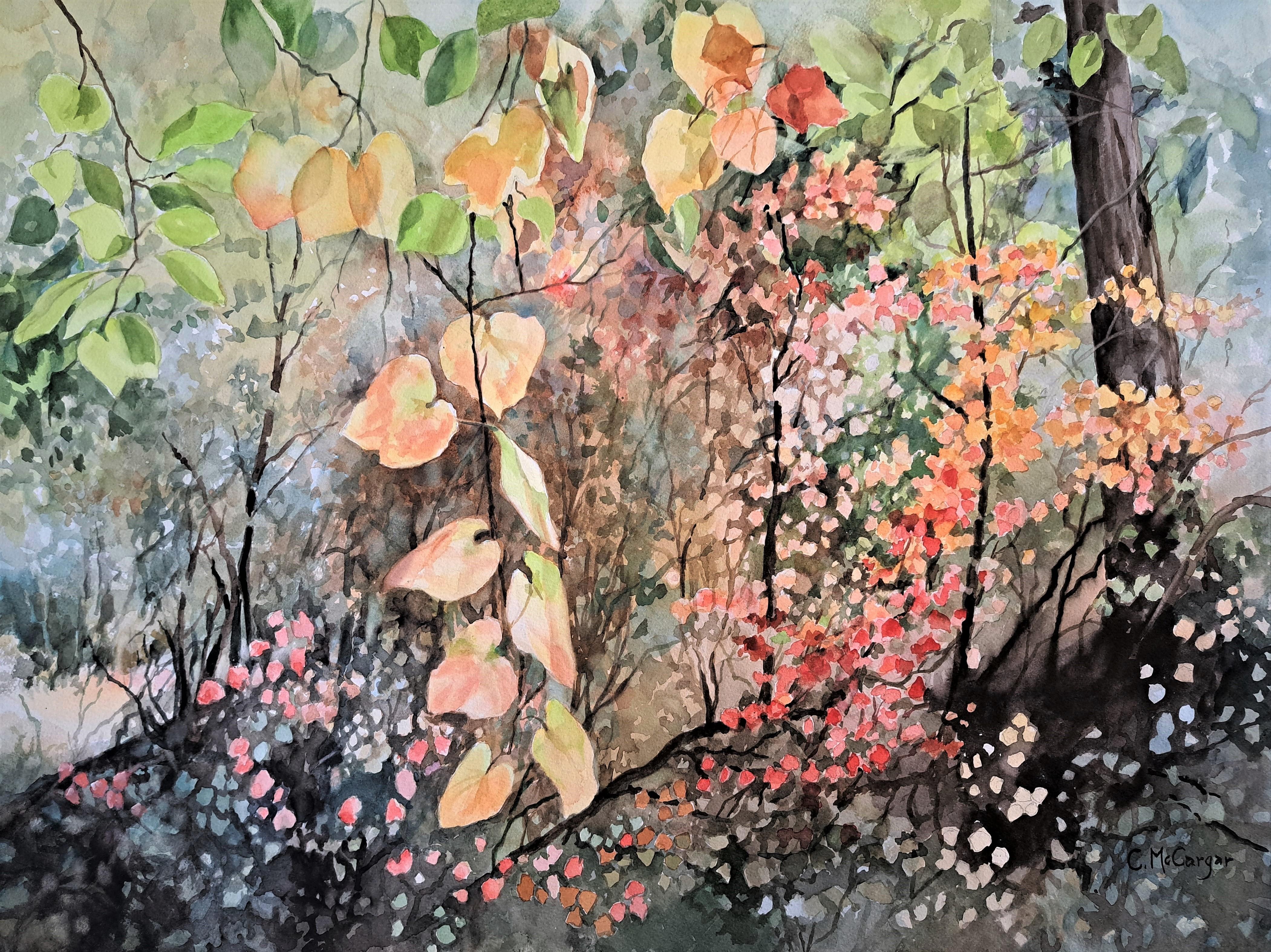 Catherine McCargar Landscape Art – Oktober Afternoon funkelnd, Originalgemälde