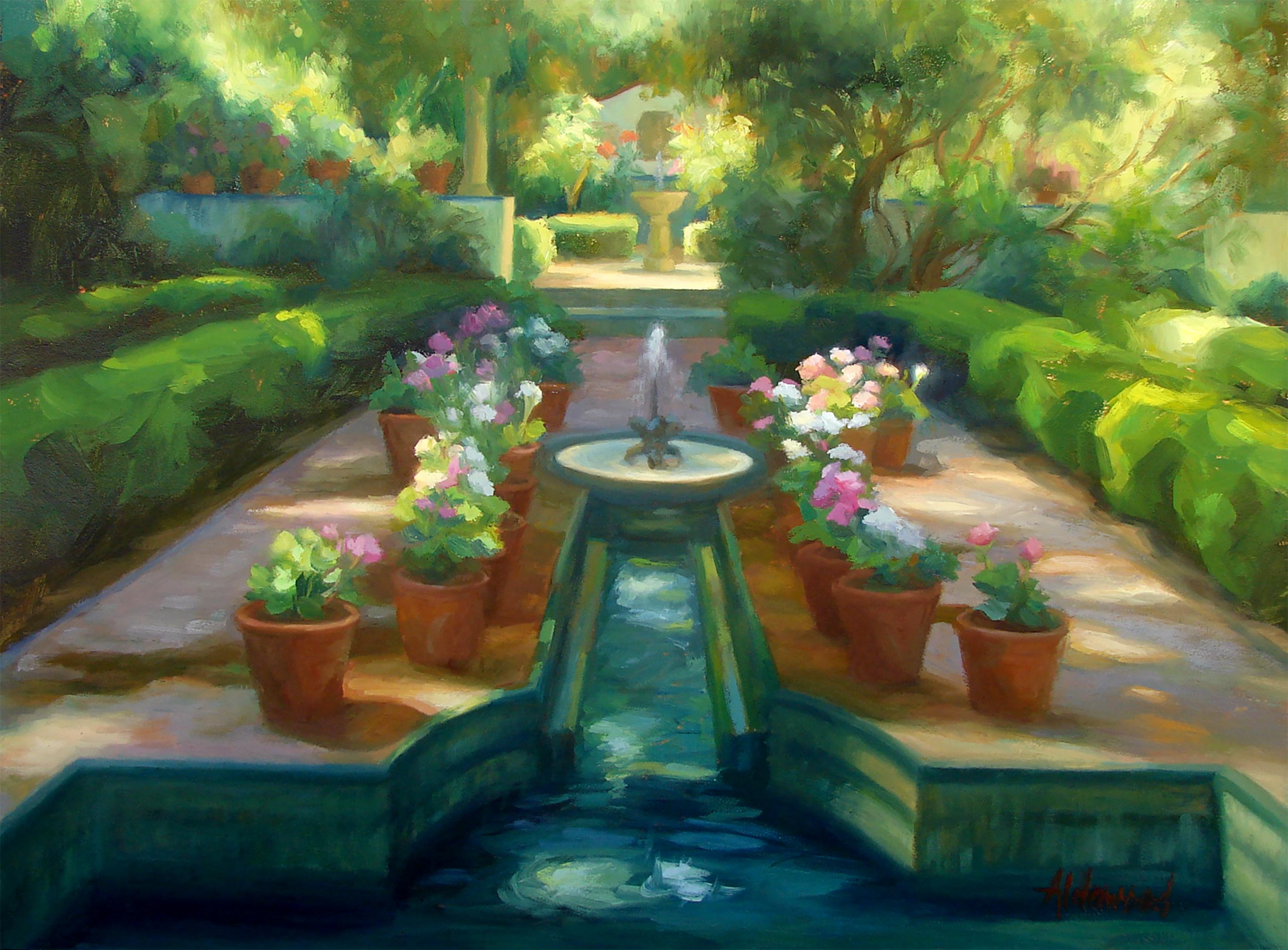 Sorolla's Garden, Oil Painting - Art by Sherri Aldawood