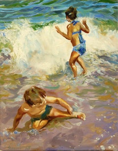 Children in the Rollers, Oil Painting