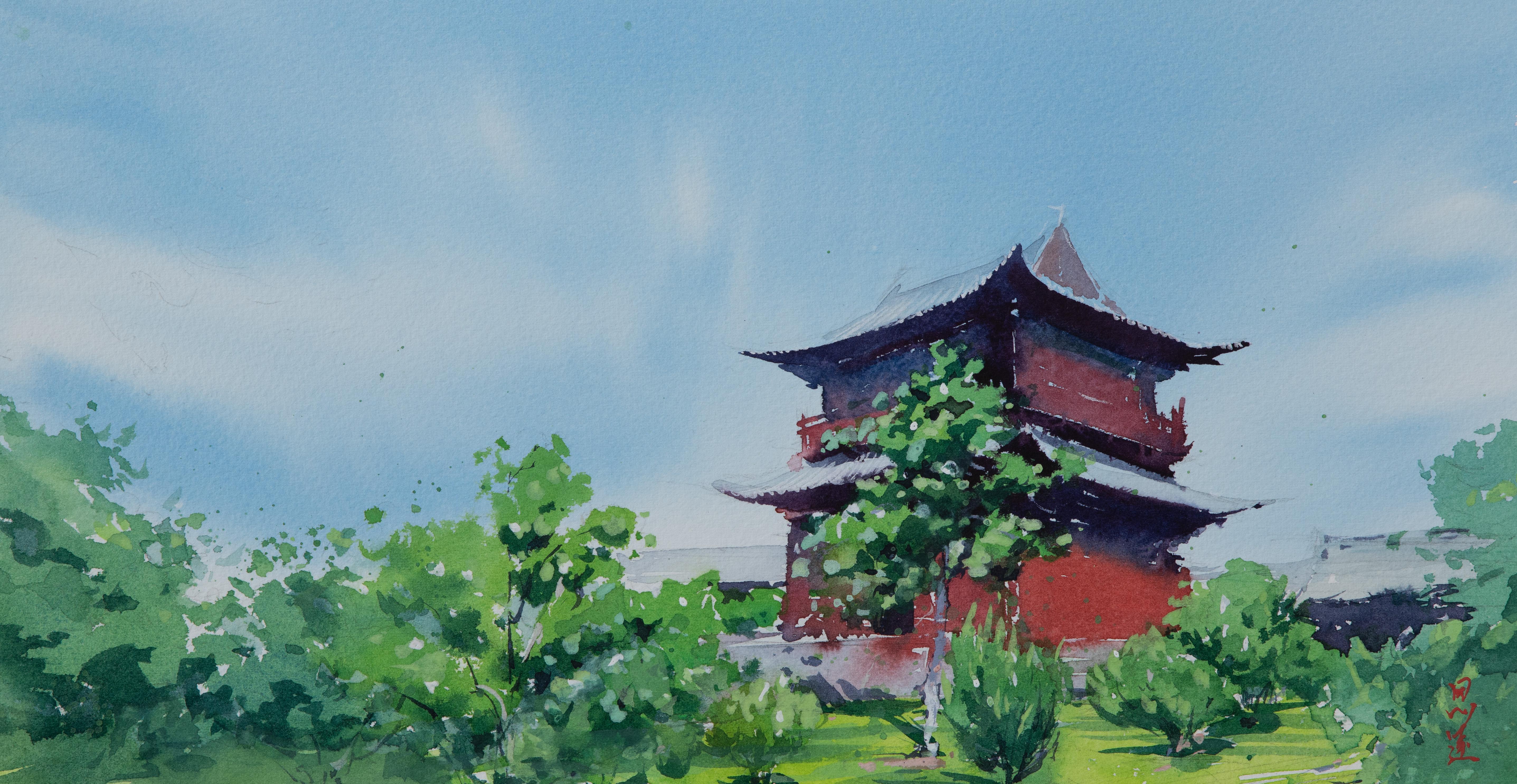 Siyuan Ma Interior Art - Watercolor Impressions of Chinese Architecture 7, Original Painting