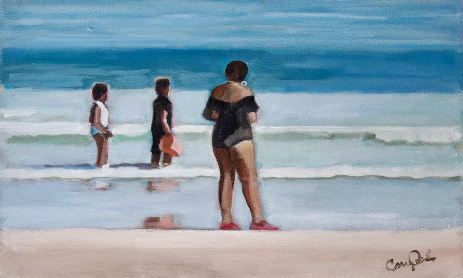 Carey Parks Still-Life Painting - Waiting for the Waves, Original Painting
