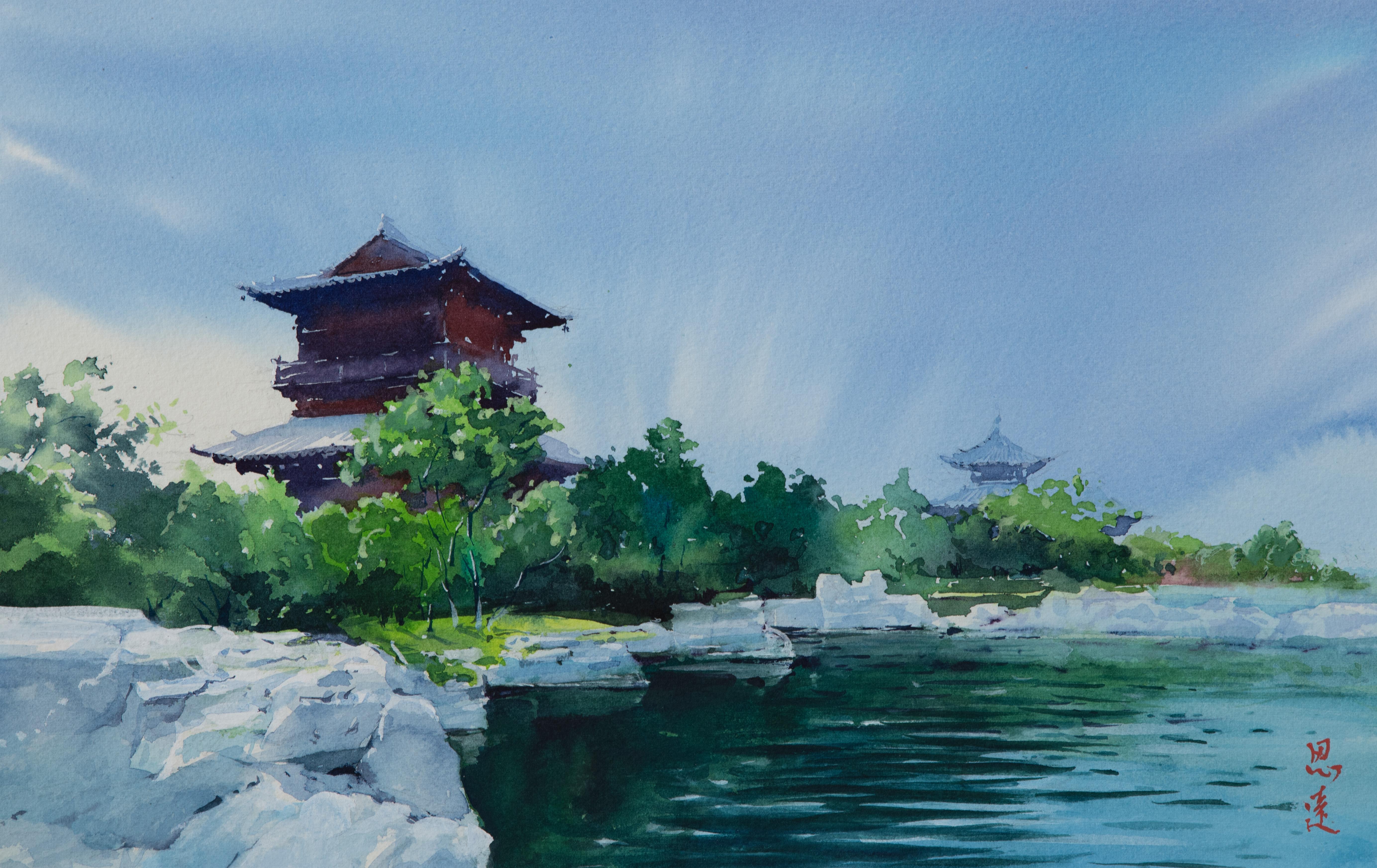 Watercolor Impressions of Chinese Architecture 9, Original Painting - Art by Siyuan Ma