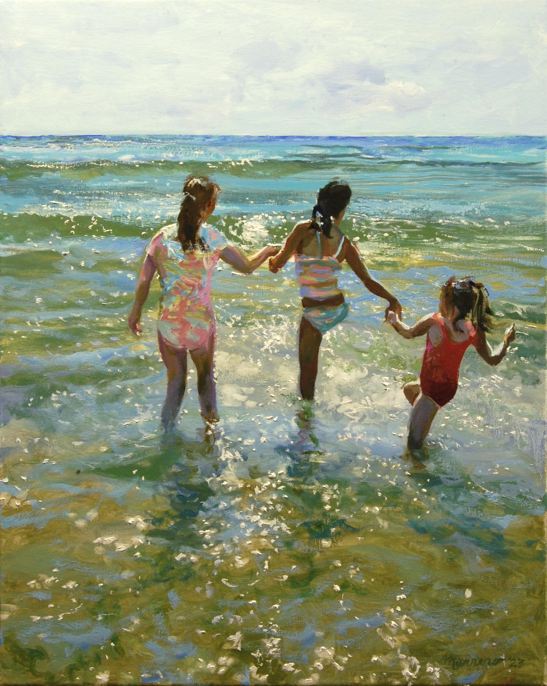 Bambini alla luce del sole, pittura a olio - Art di Onelio Marrero