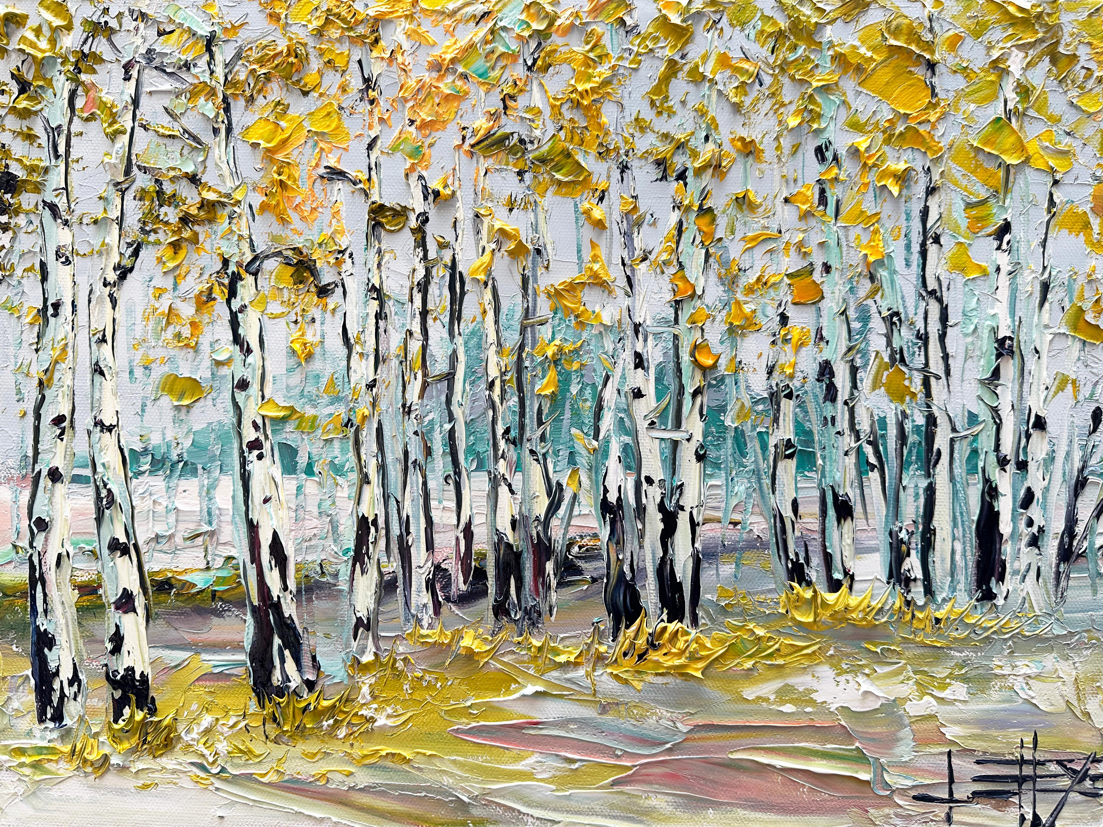 Lisa Elley Landscape Painting - Harmony in Golden Woods, Oil Painting