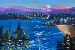 Souhaits de lune sur le lac, peinture originale