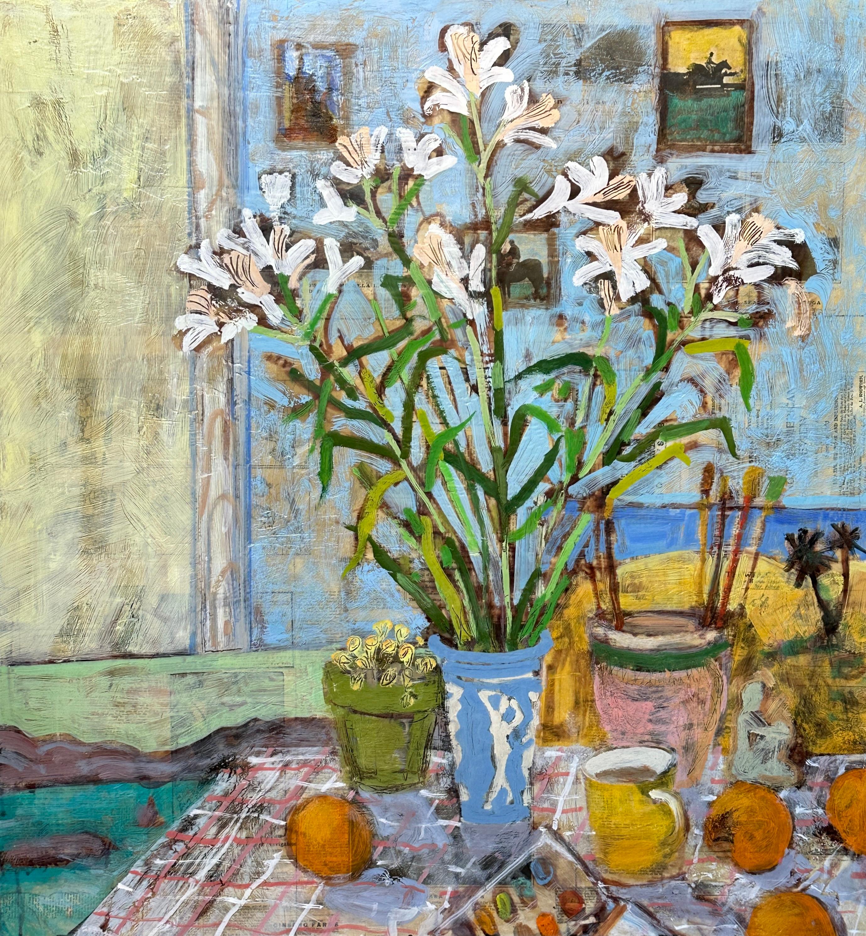 Studio Still Life with Alstroemeria, Original Painting - Art by James Hartman