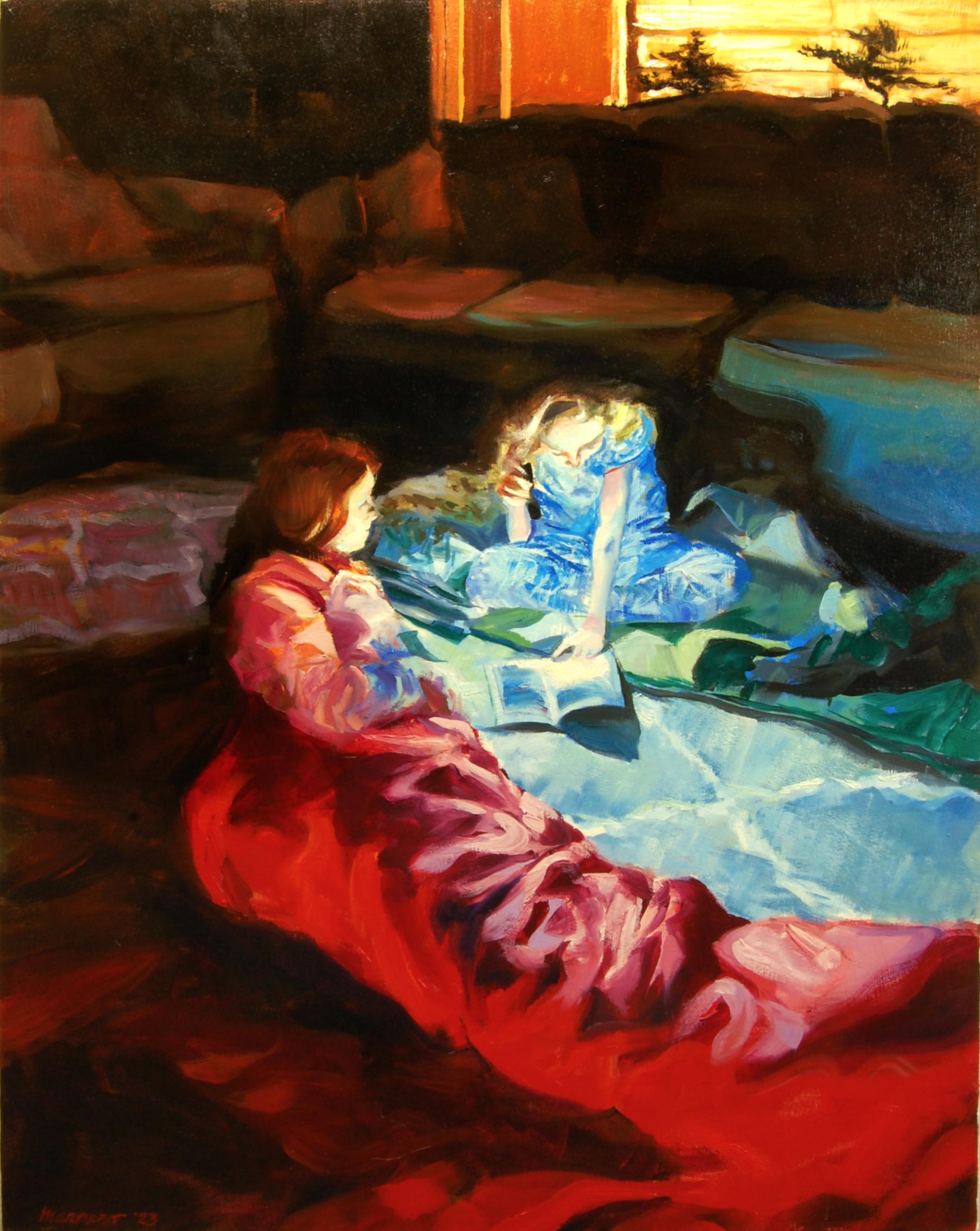 Onelio Marrero Figurative Painting - The Slumber Party, Oil Painting