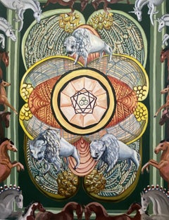 Trois pentacles, peinture à l'huile