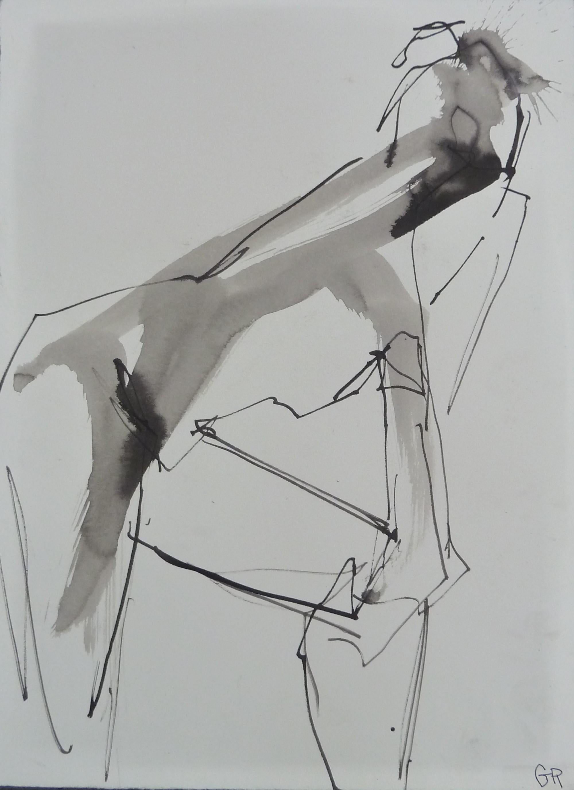 Gail Ragains Nude - Gestural Ink Wash #52, Abstract Painting