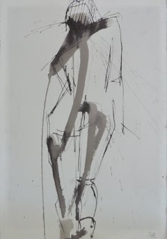 Used Gestural Ink Drawing #56, Abstract Painting
