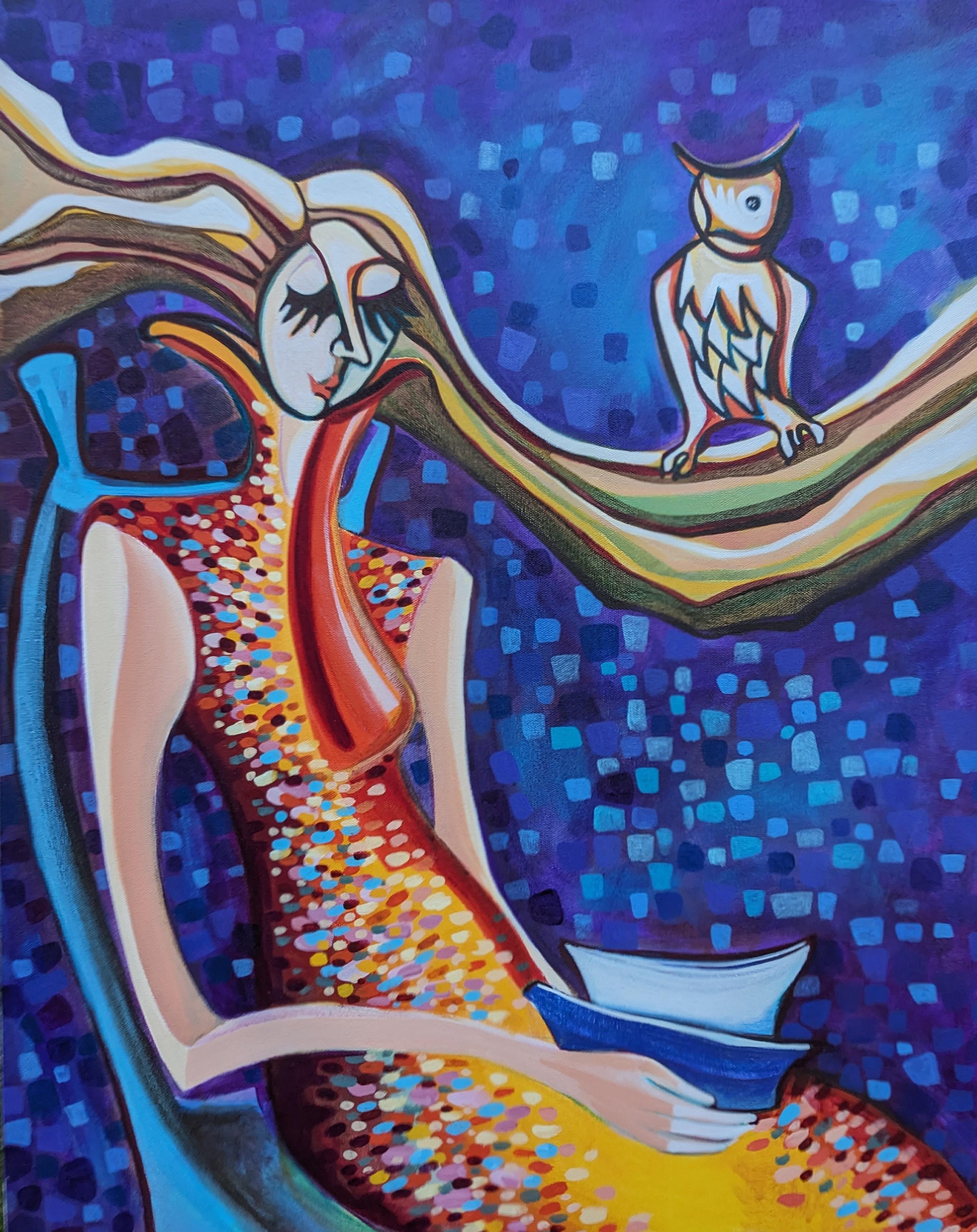 Diana Elena Chelaru Animal Painting – Wise Woman, Originalgemälde