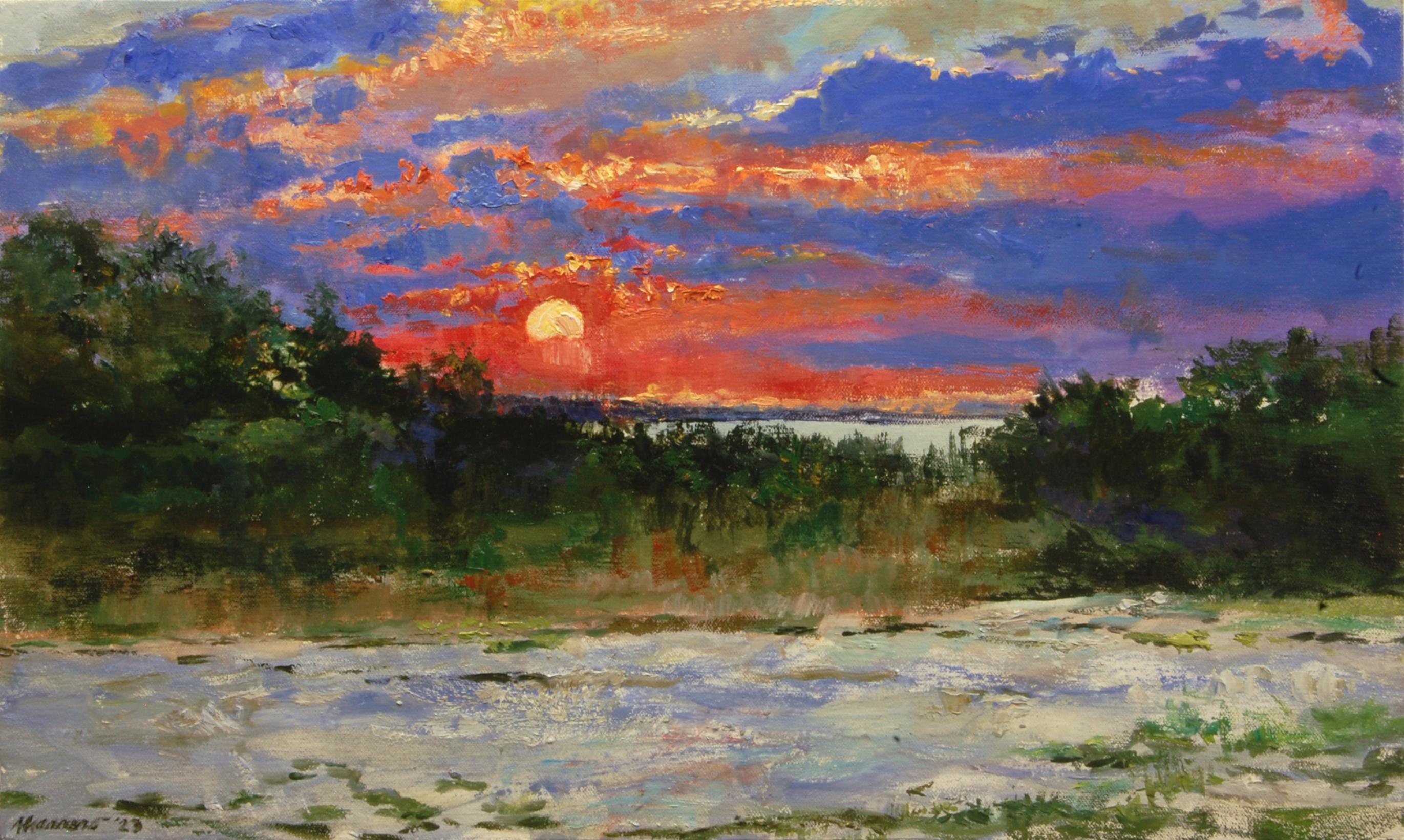 Onelio Marrero Landscape Painting - Long Island Sunrise, Oil Painting