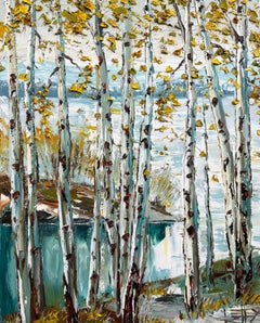 Rêve de forêt d'azur, peinture à l'huile