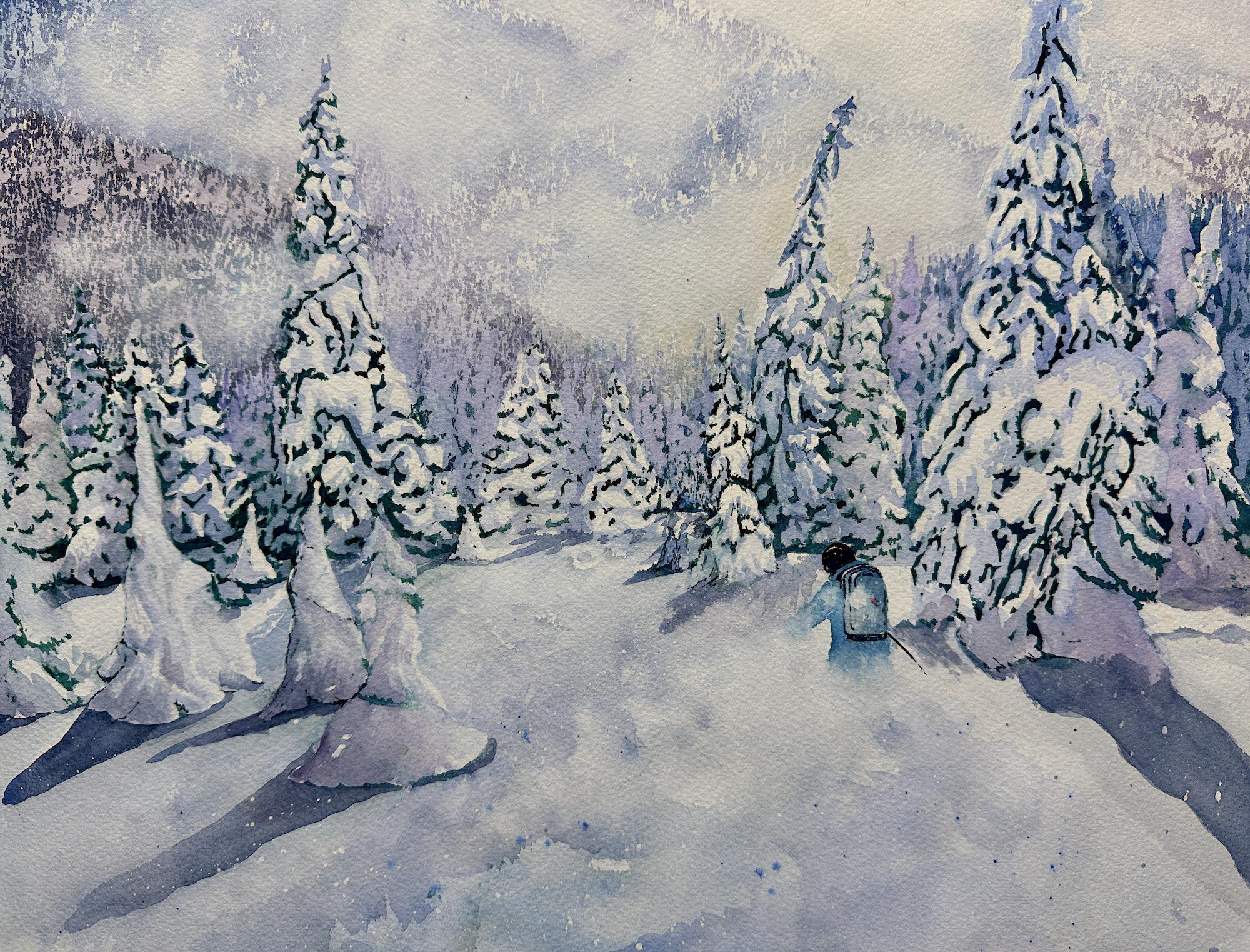 First Tracks, Original Painting - Art by Maurice Dionne
