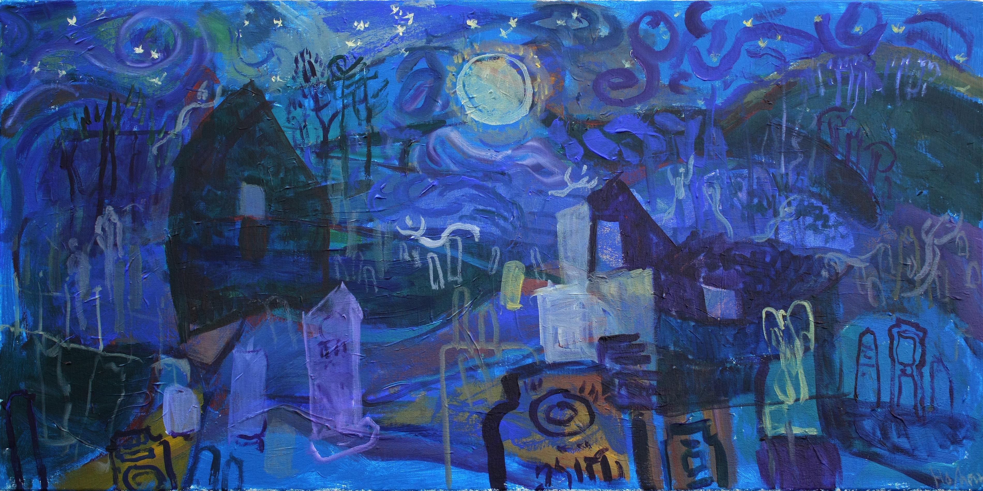 Robert Hofherr Landscape Painting - Ghosts in the Graveyard, Original Painting