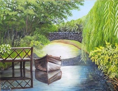 Bridge over Calm Water, Oil Painting