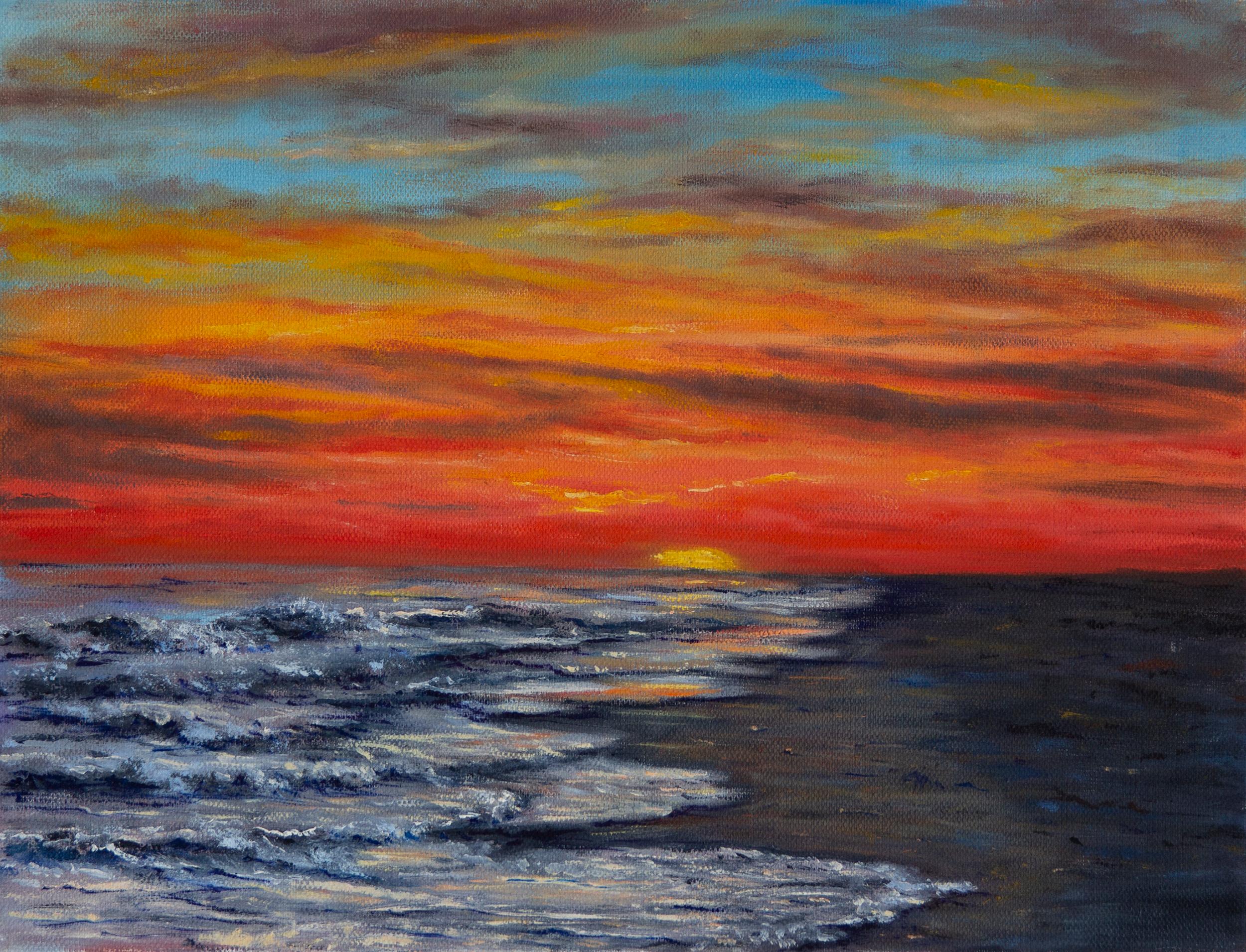 A Red Sunset, Oil Painting