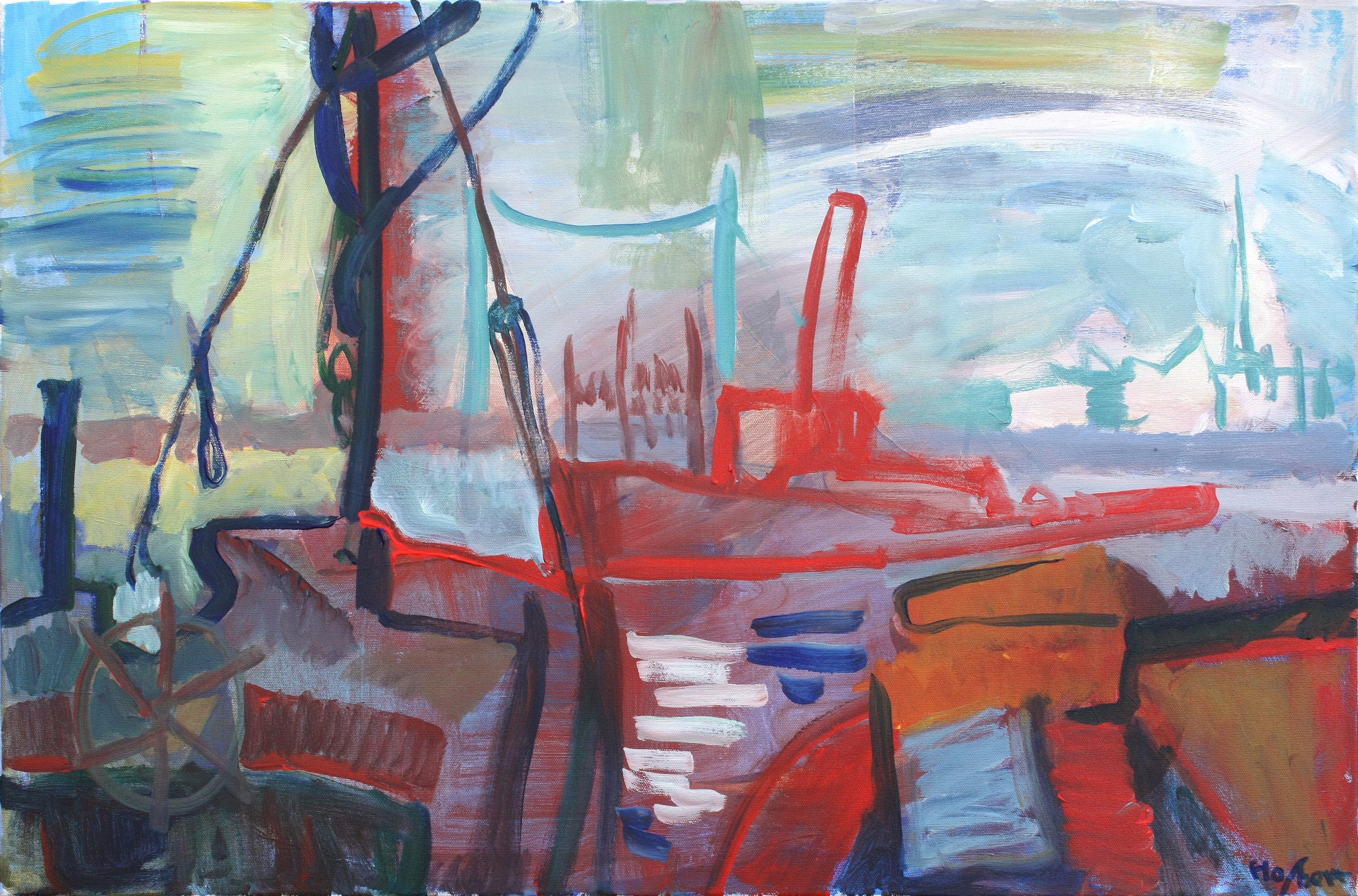 Robert Hofherr Landscape Painting - Wharf, Original Painting