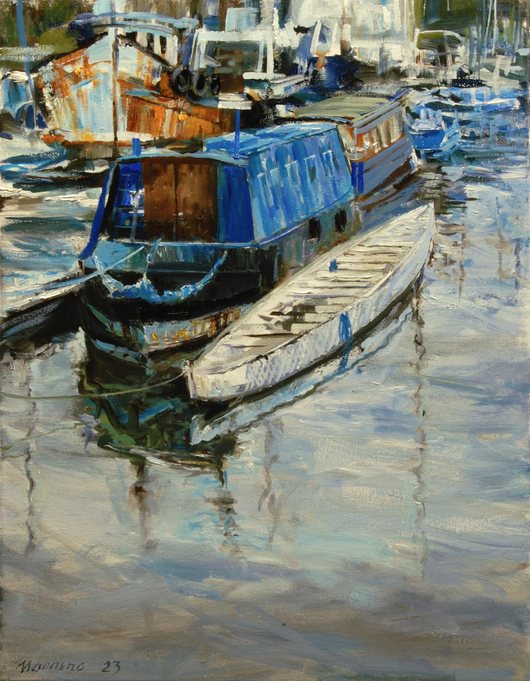 Landscape Painting di Onelio Marrero - Il molo, Waterford, Pittura a olio