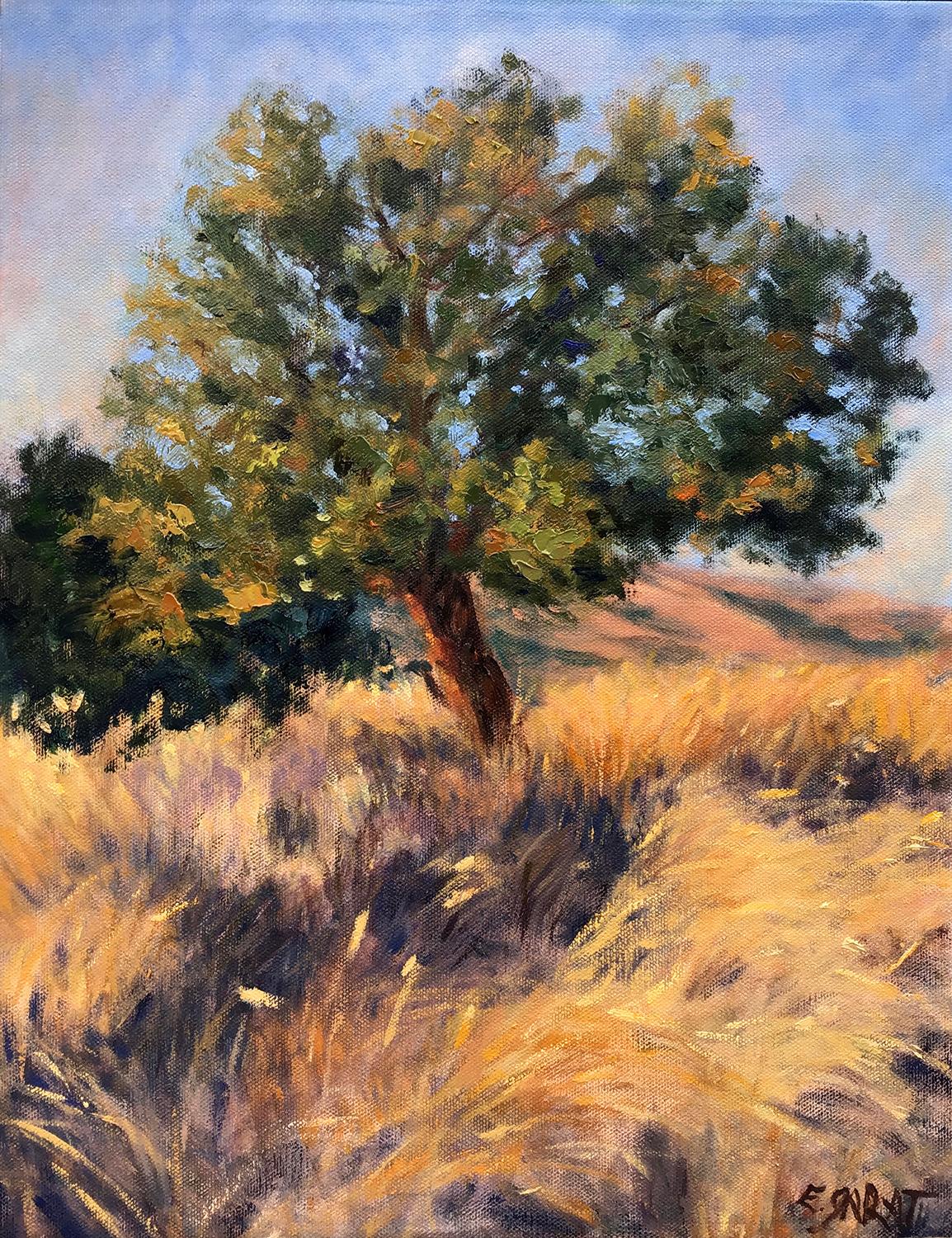 Elizabeth Garat Landscape Painting – Porträt eines Baumes; Ashland Oregon, Ölgemälde