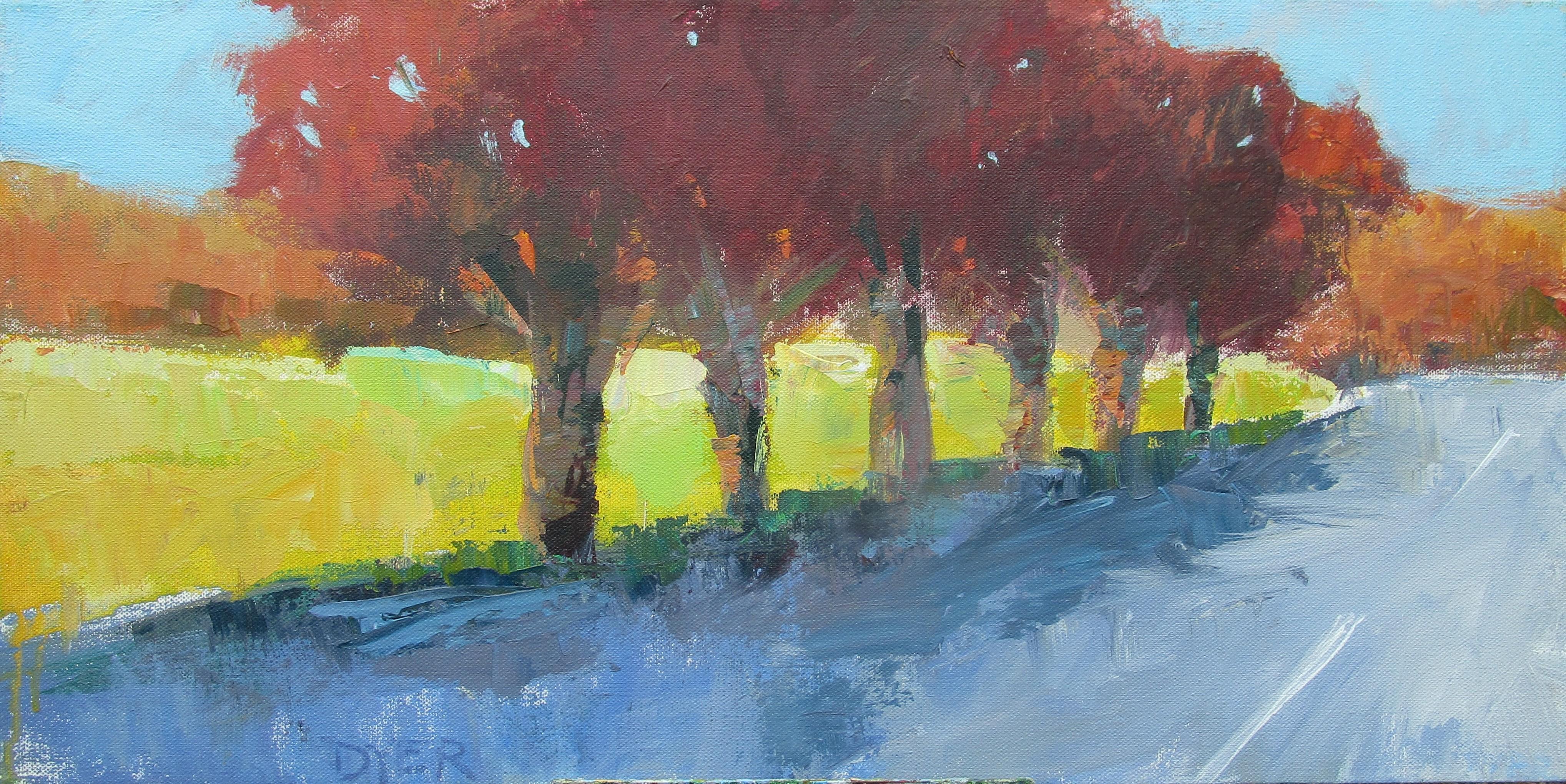 Tree Row, Autumn, Original Painting - Art by Janet Dyer
