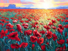 Poppy Sunset, Oil Painting