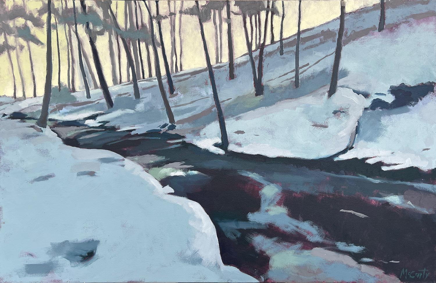 Brian McCarty Landscape Painting - Winter River, Oil Painting