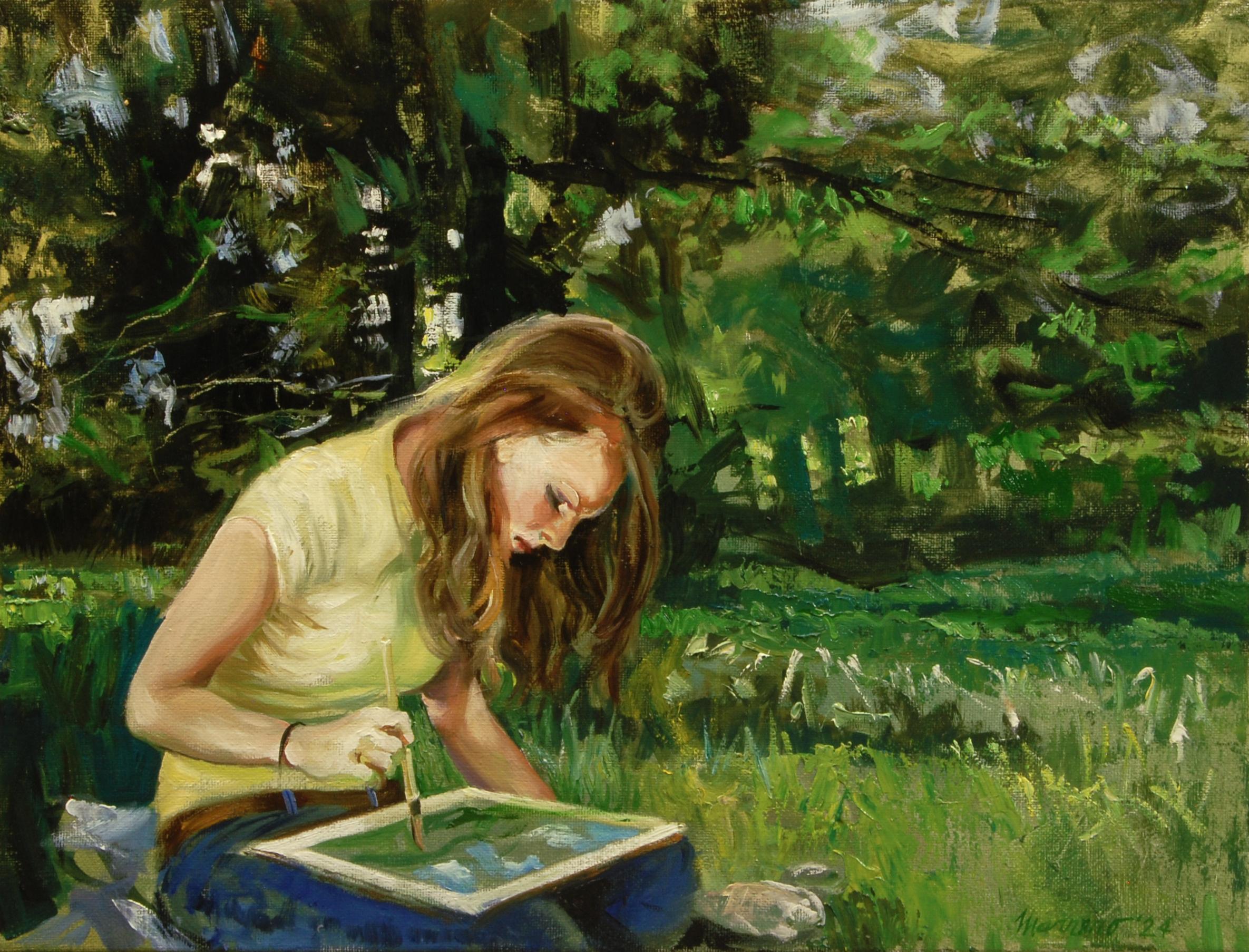 Plein Air in the Spring, Oil Painting