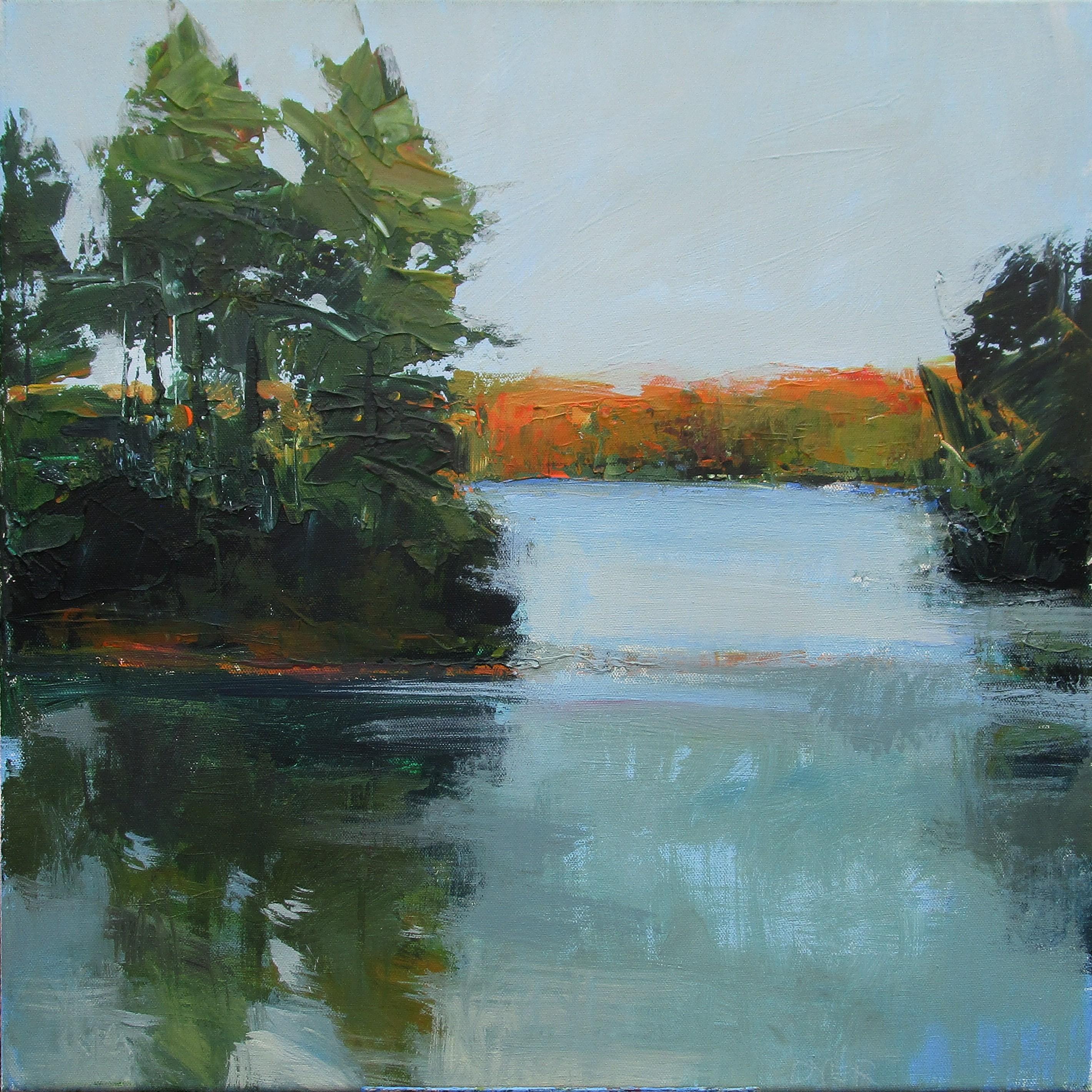 Lake at Dusk, Harriman, Originalgemälde – Art von Janet Dyer