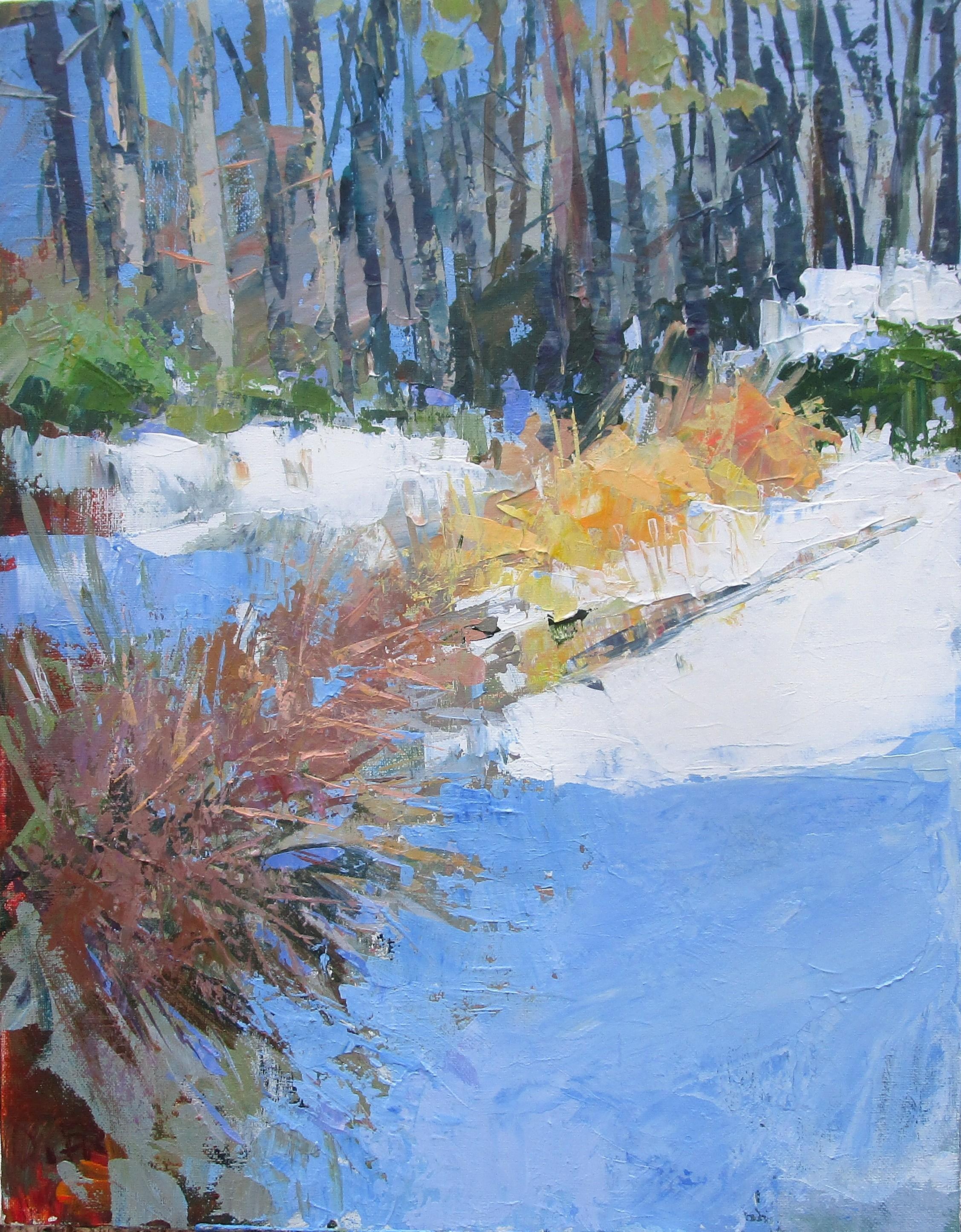 Janet Dyer Landscape Painting - Winter Garden, Original Painting