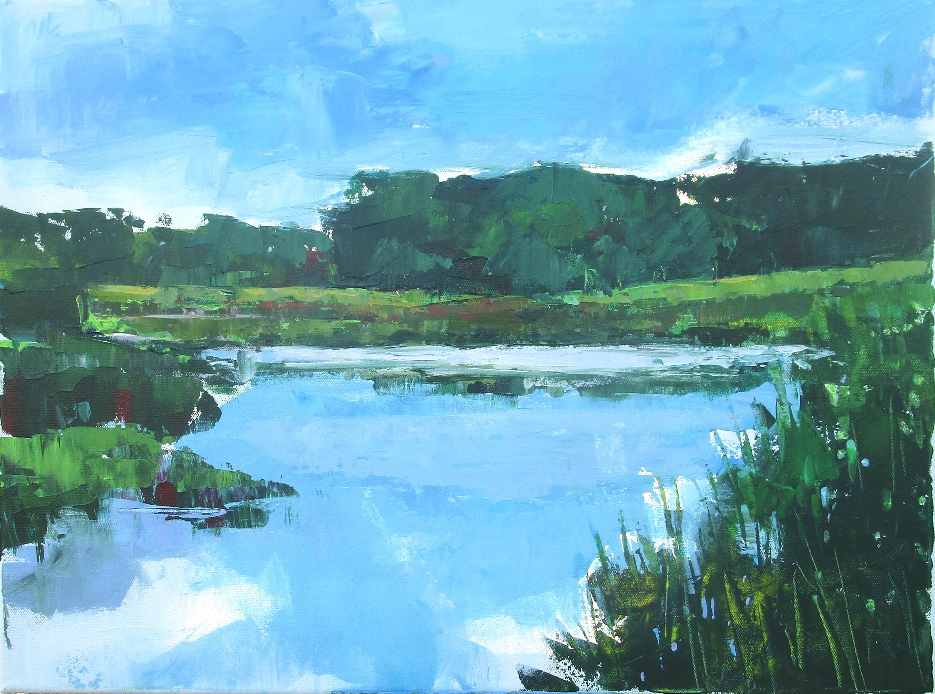 Janet Dyer Landscape Painting - Marsh on a Sunny Day, Original Painting