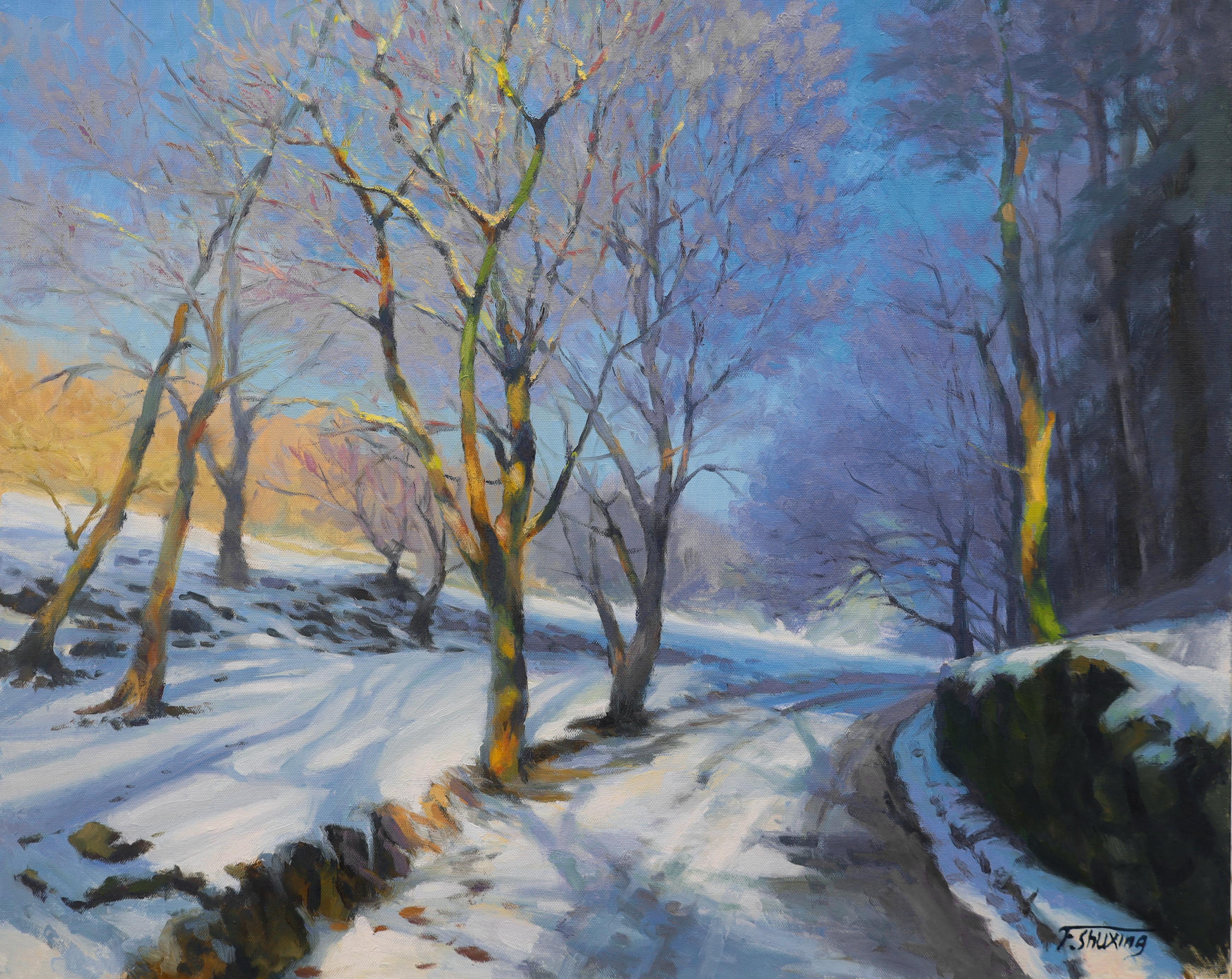 Shuxing Fan Landscape Painting - Snow Road, Oil Painting