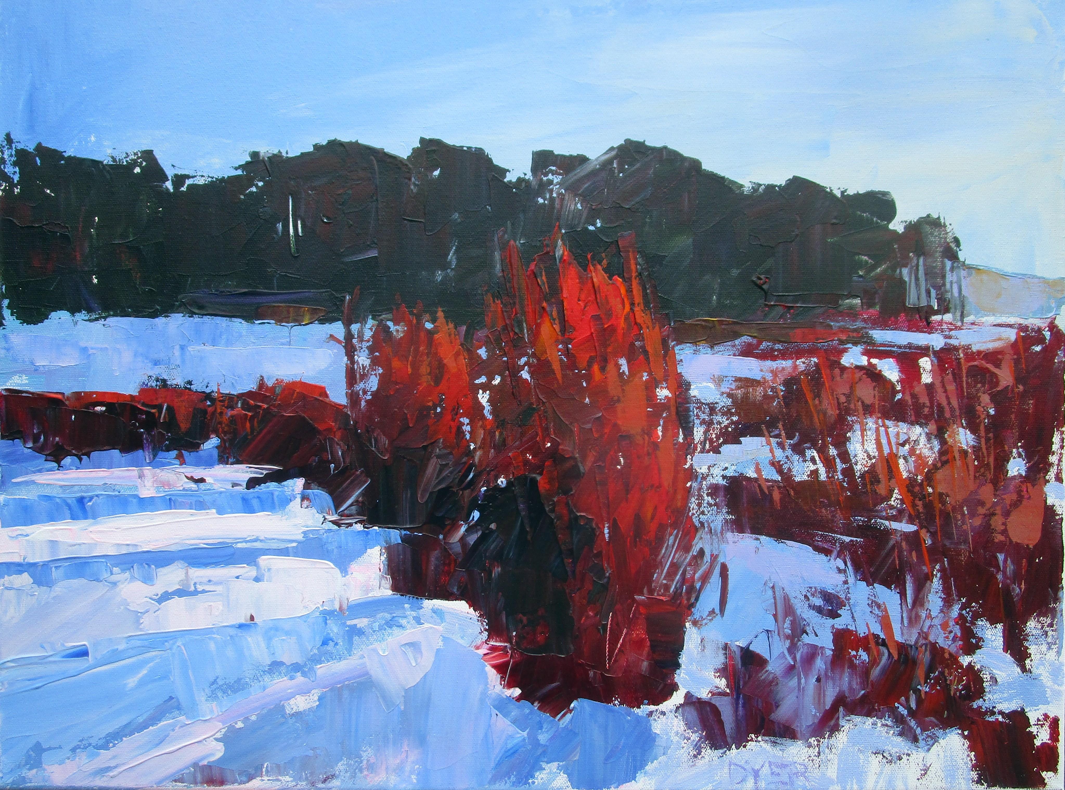 Miscanthus in Snow, Original Painting - Art by Janet Dyer
