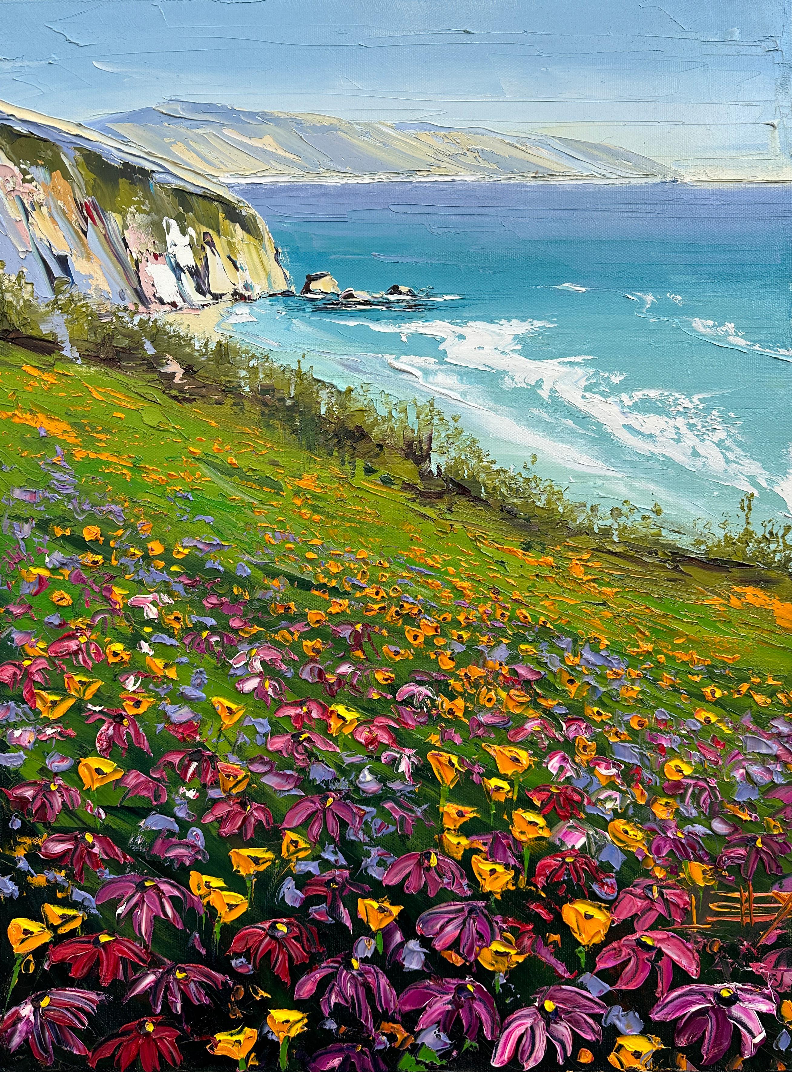 Bliss on the Coast, Ölgemälde – Art von Lisa Elley