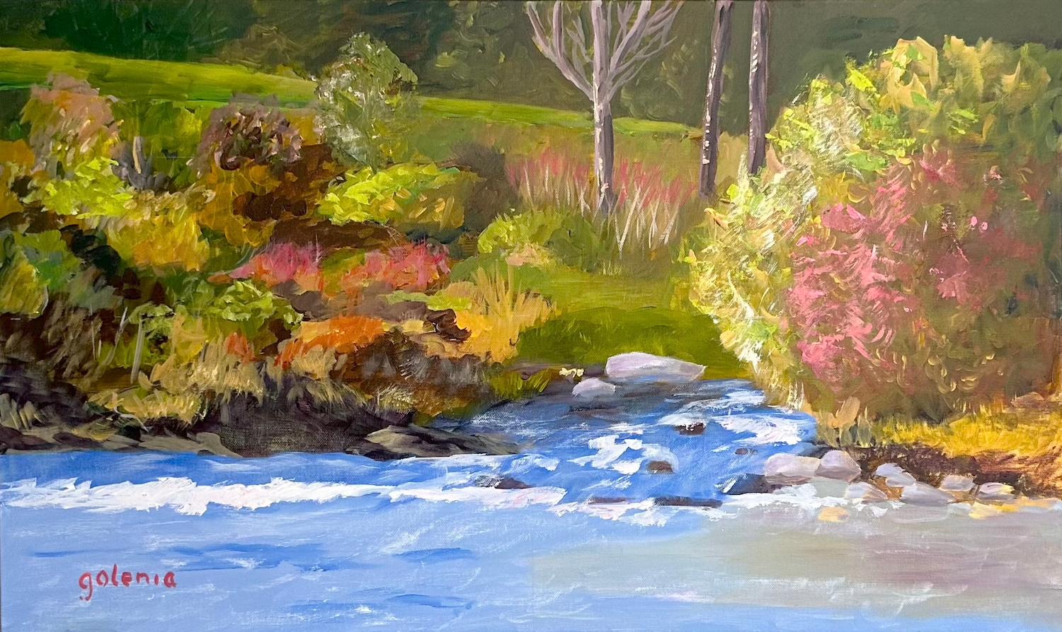 JoAnn Golenia Landscape Painting – Quietly Joining, Originalgemälde