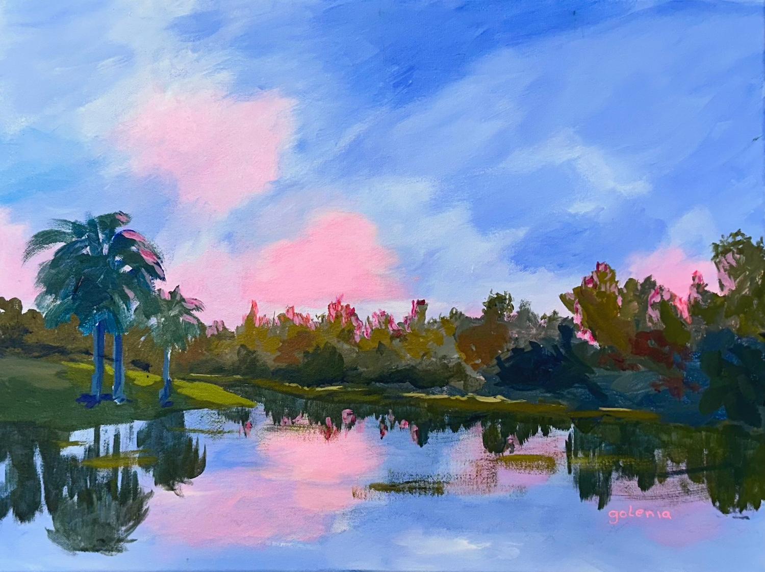 Sunrise at the Lakes, Original Painting - Art by JoAnn Golenia
