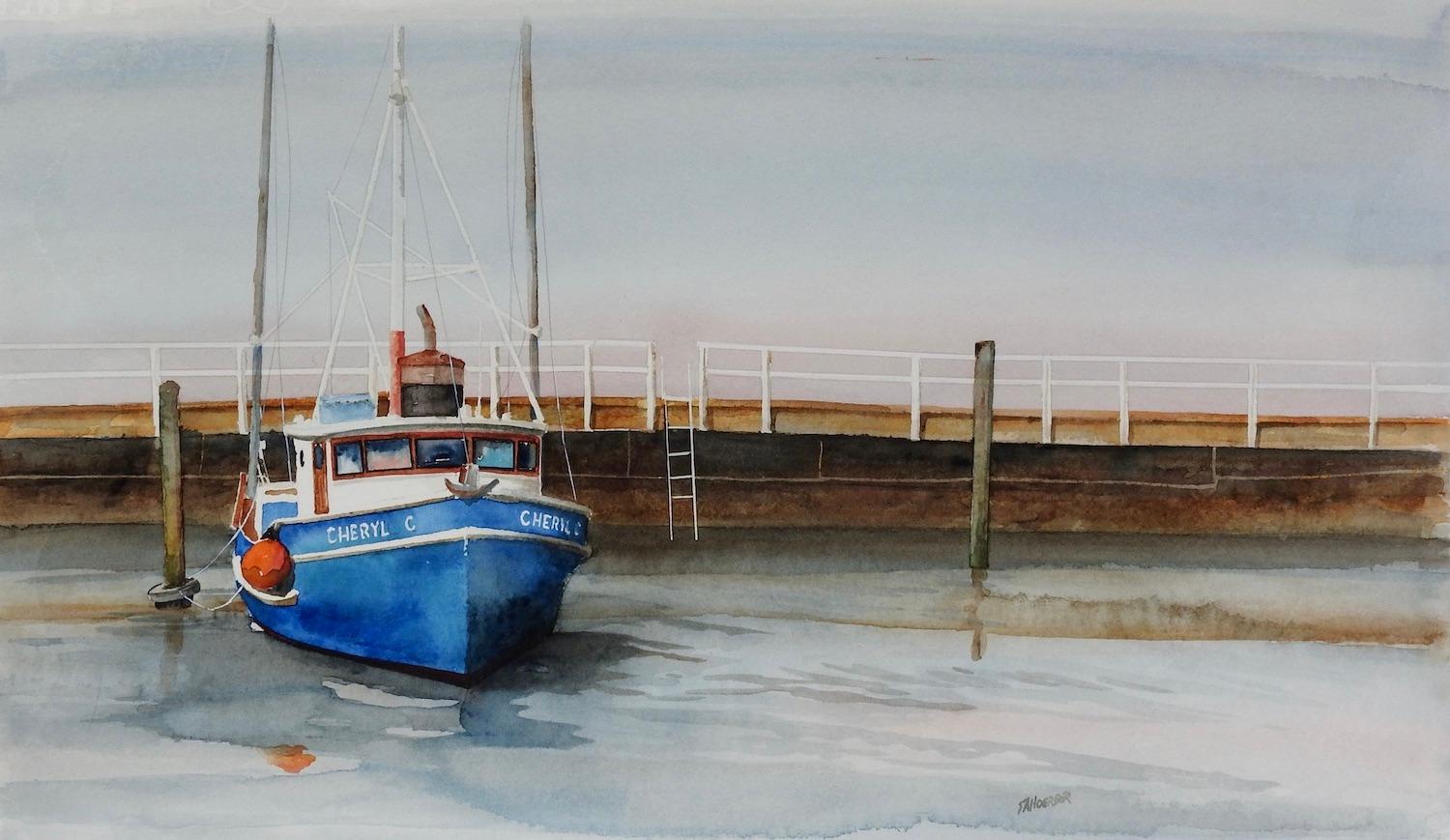 Cheryl C at Dock, Original Painting - Art by Thomas Hoerber