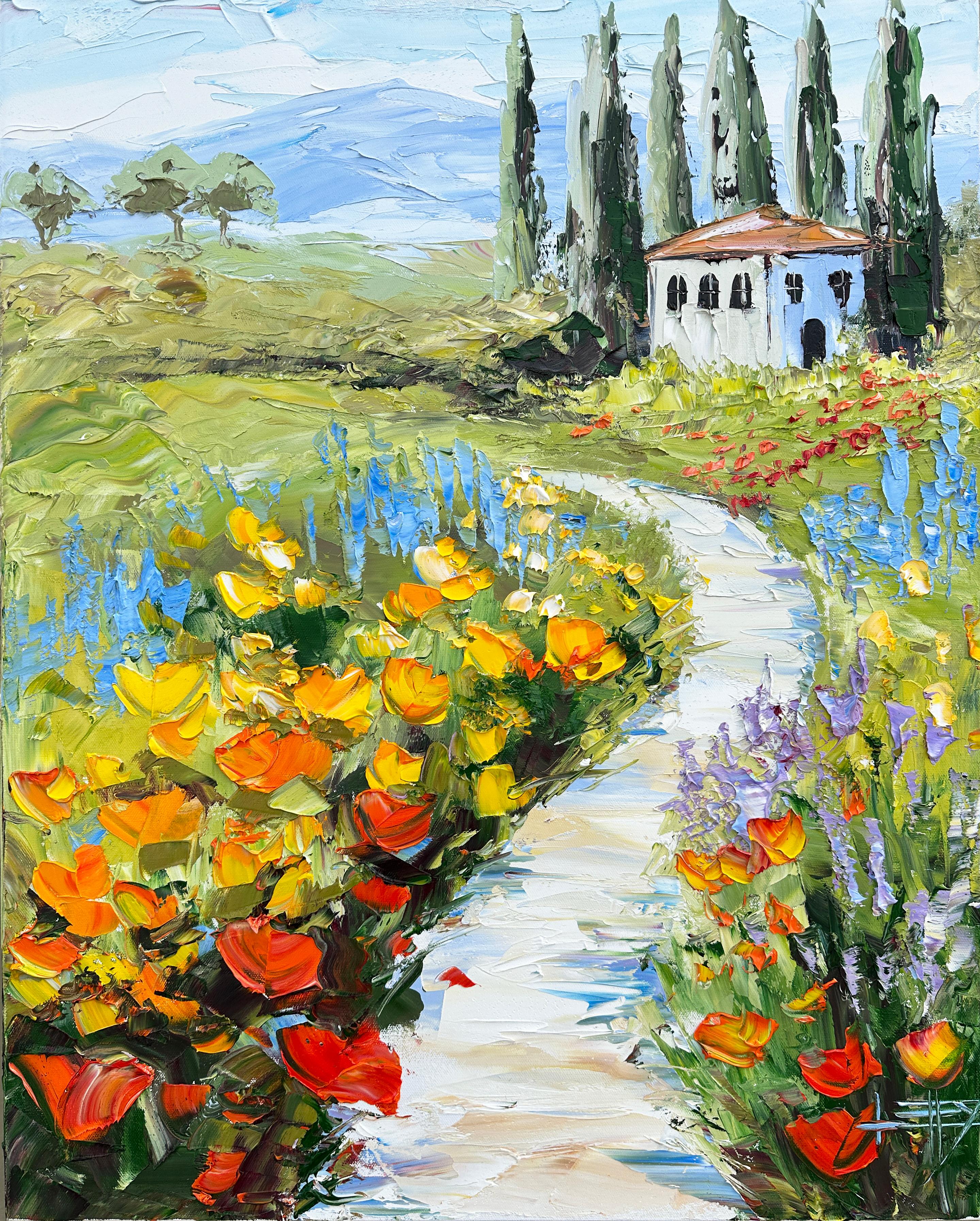 Lisa Elley Landscape Painting – Harmony of Blossoms, Ölgemälde