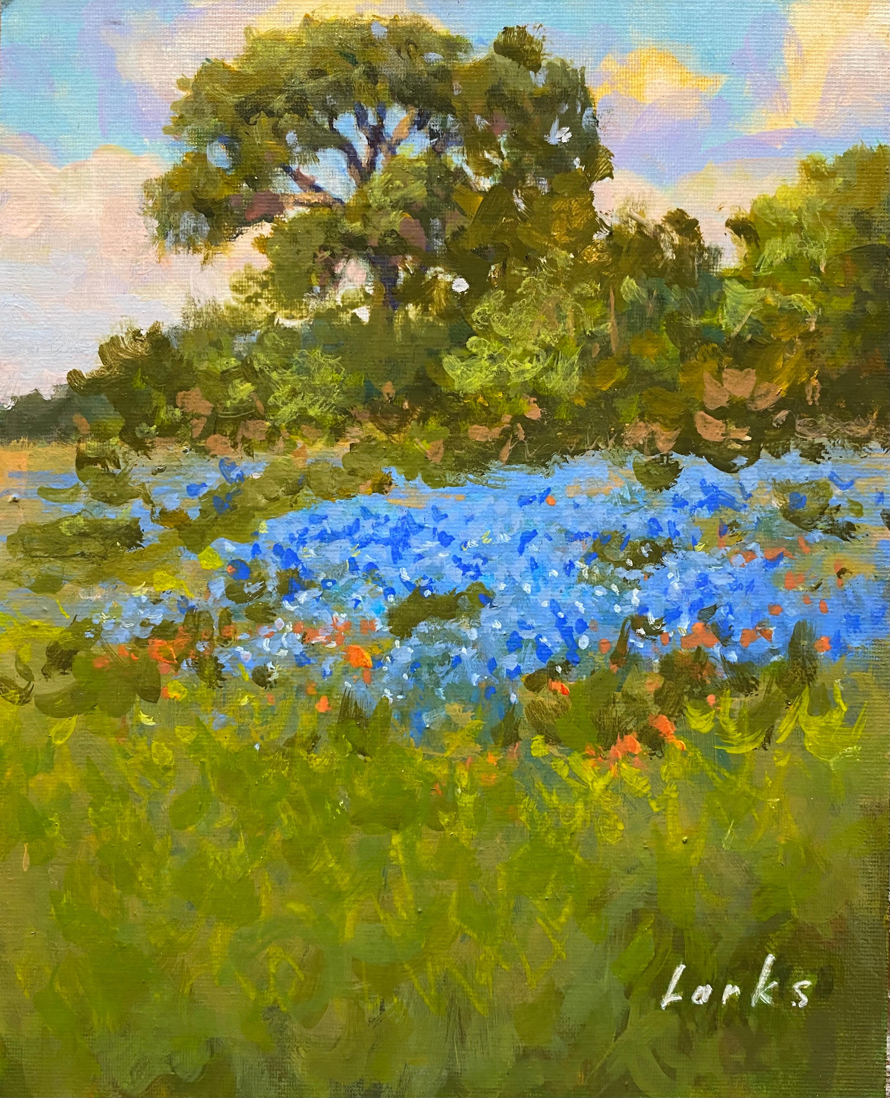David Forks Landscape Painting – Hilltop Blues, Originalgemälde