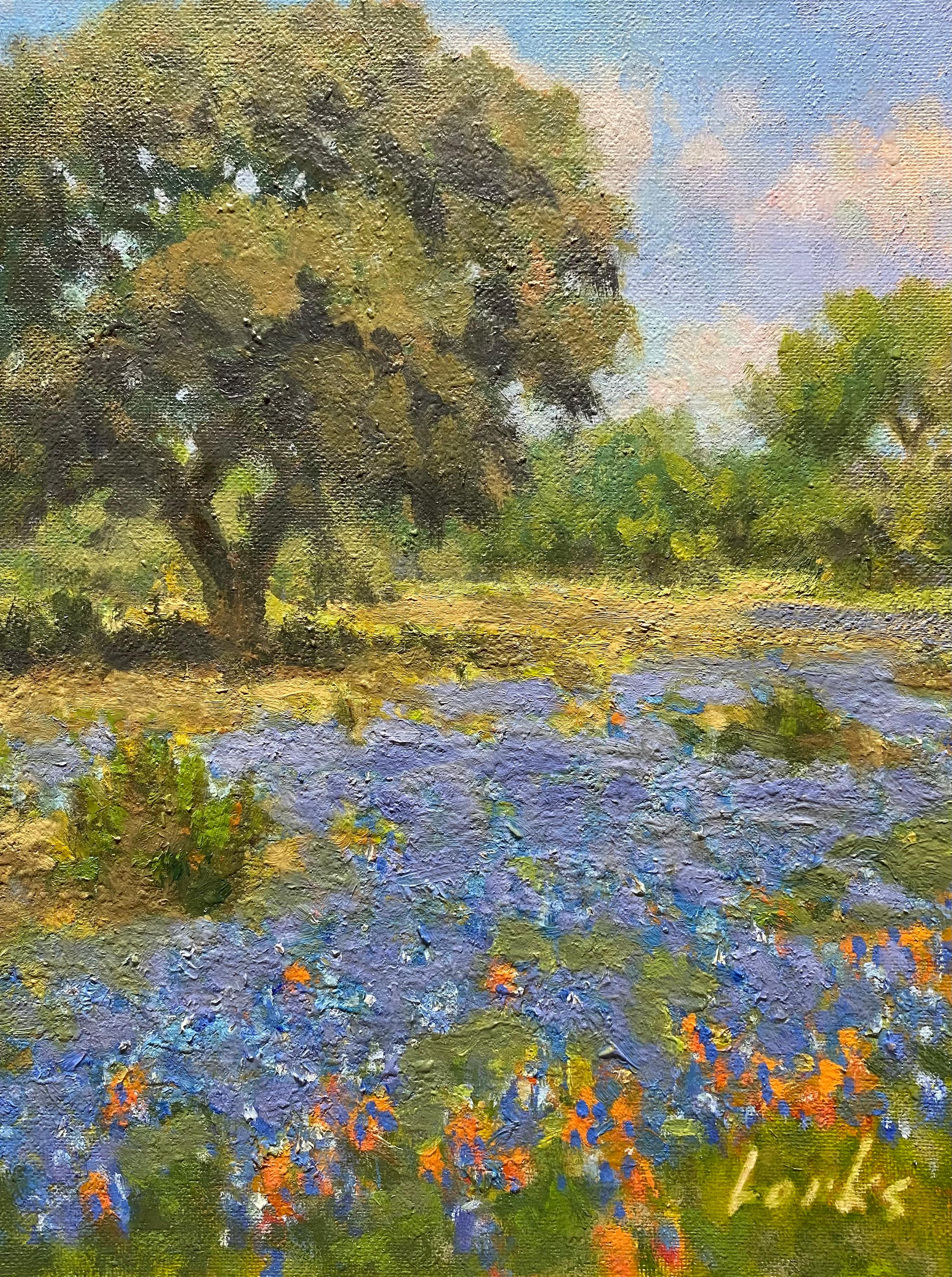 David Forks Landscape Painting - Blues and Paints, Oil Painting