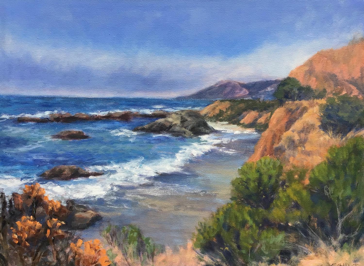 Elizabeth Garat Landscape Painting – Ozean Nr. 6, Ölgemälde